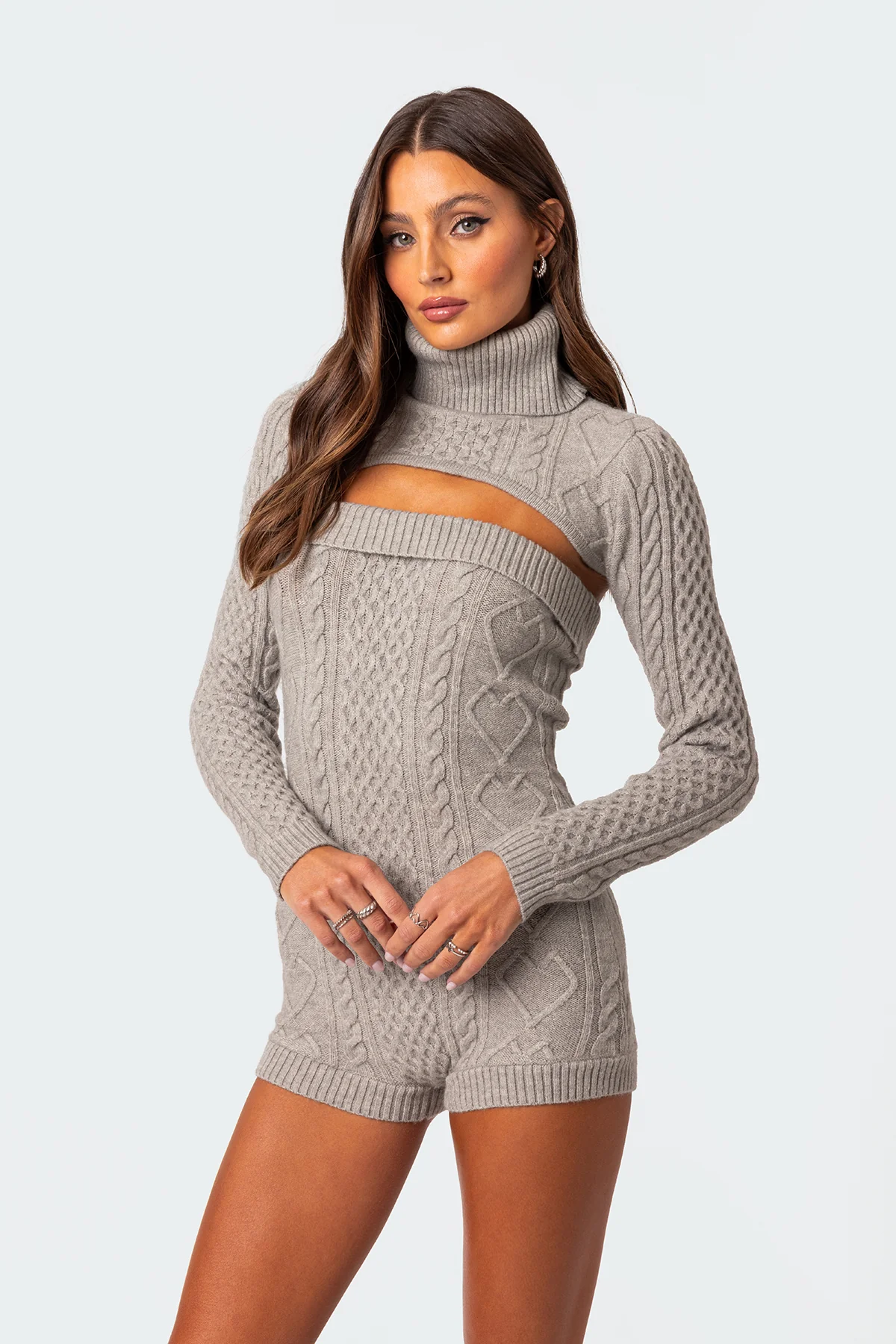 Finnley Two Piece Cable Knit Romper - Image 2