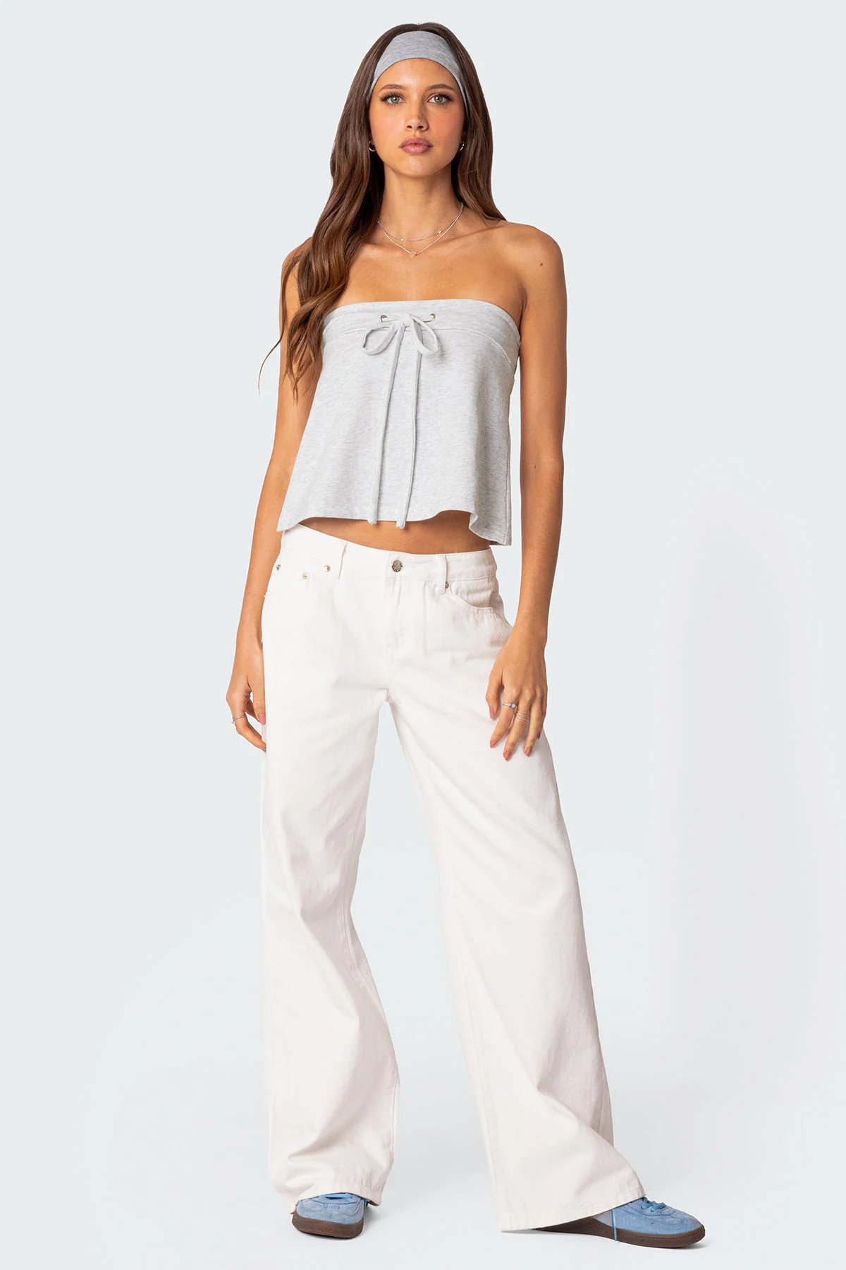 Caroline Tie Front Strapless Top - Image 2
