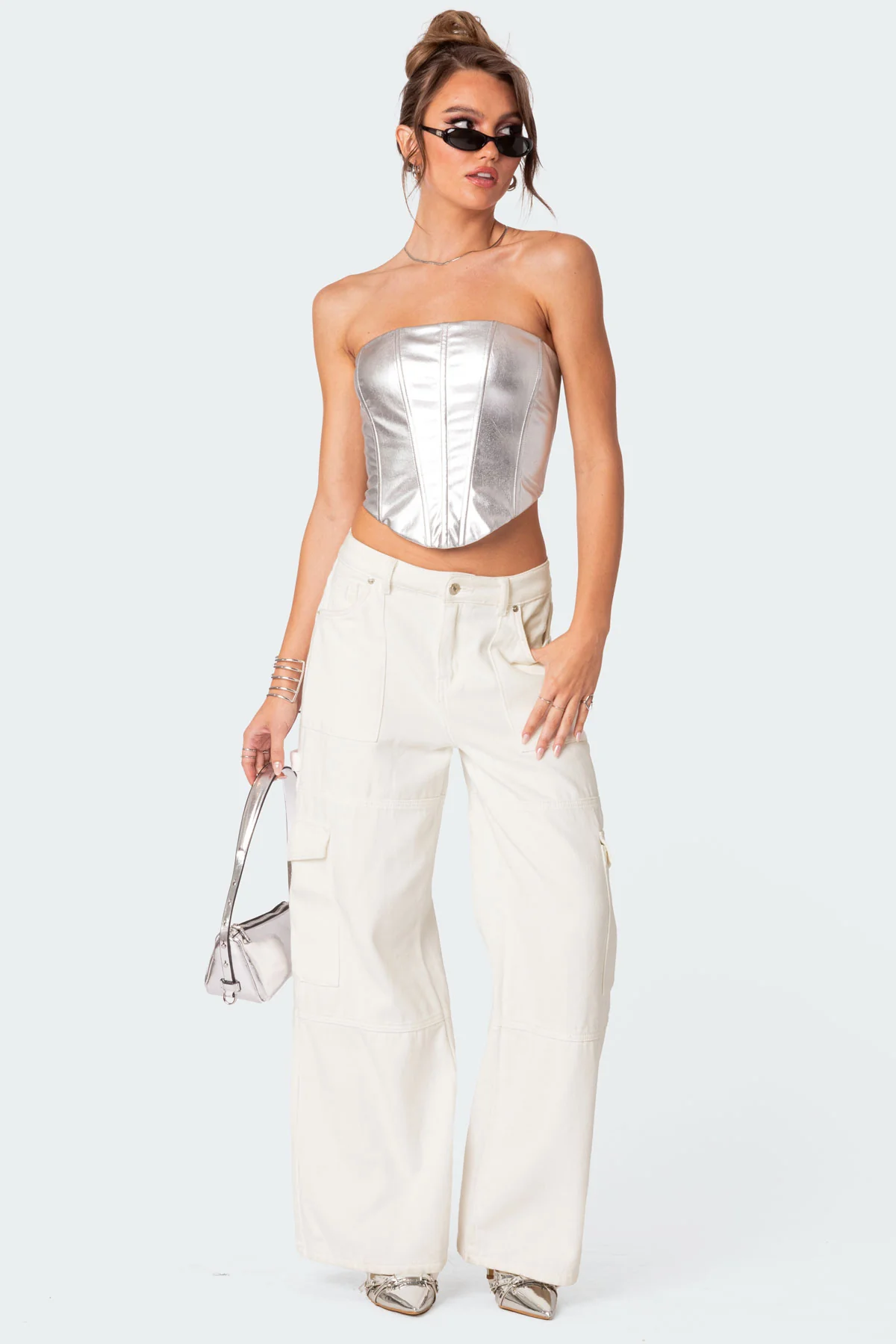 Mabel Metallic Faux Leather Corset - Image 2