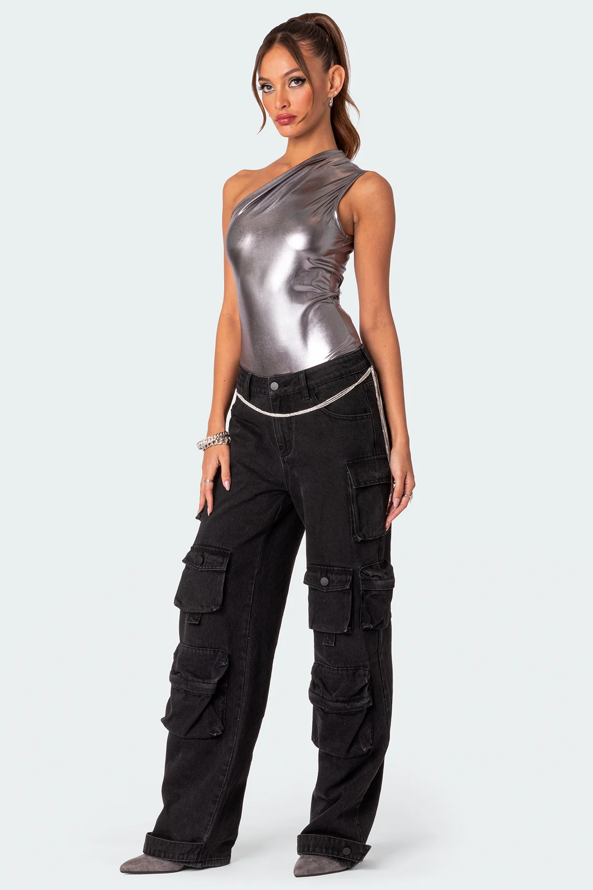Feona Gathered Metallic Bodysuit - Image 5