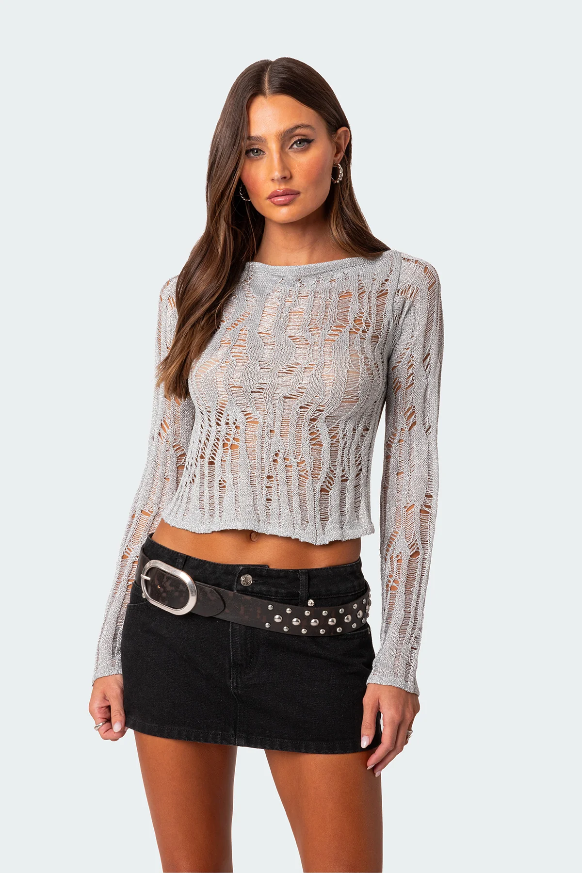 Open Back Metallic Knit Top - Image 3