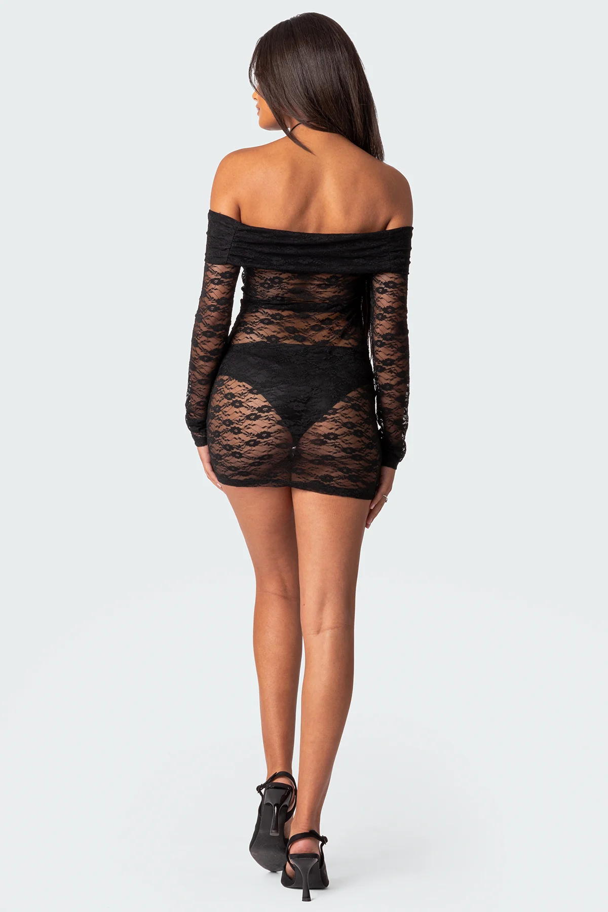 Halle Sheer Lace Mini Dress - Image 4