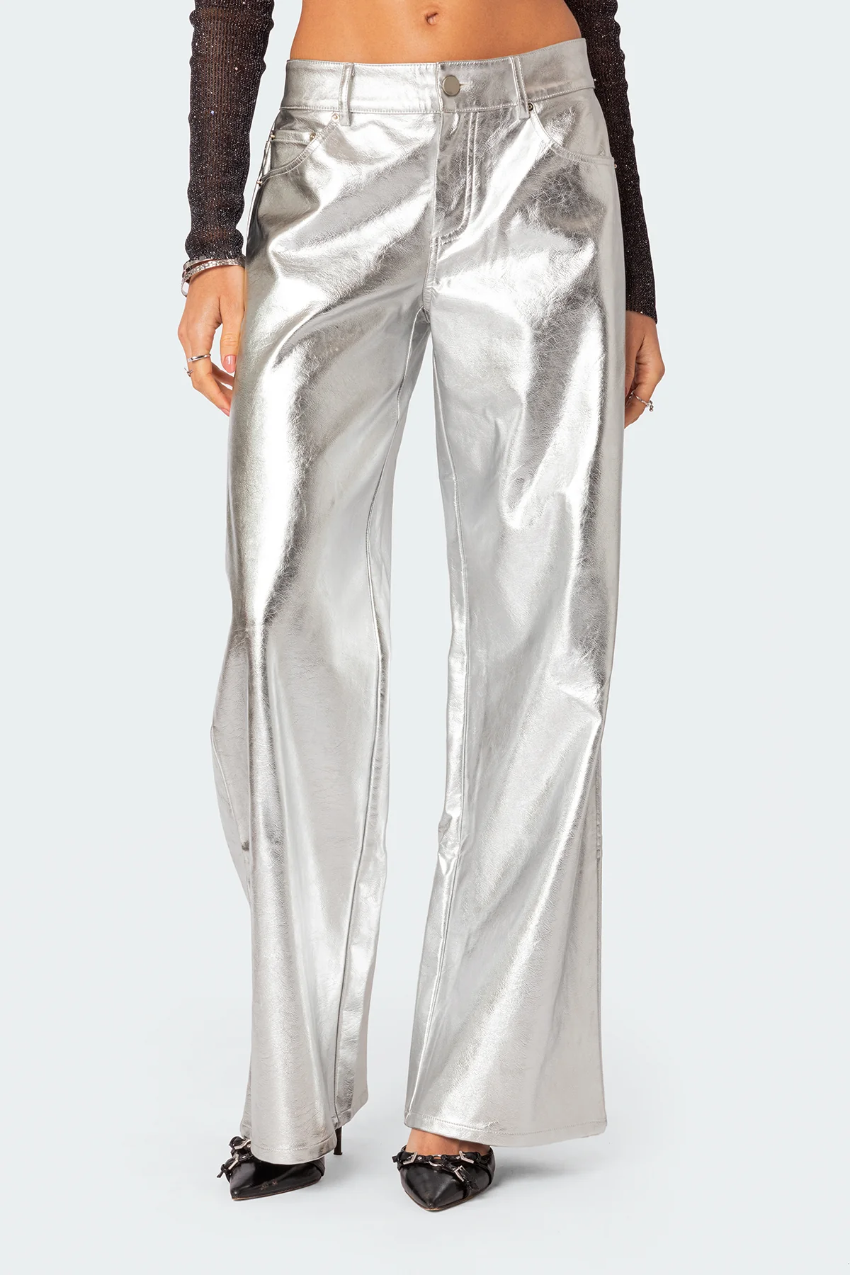 Kim Metallic Faux Leather Pants - Image 2