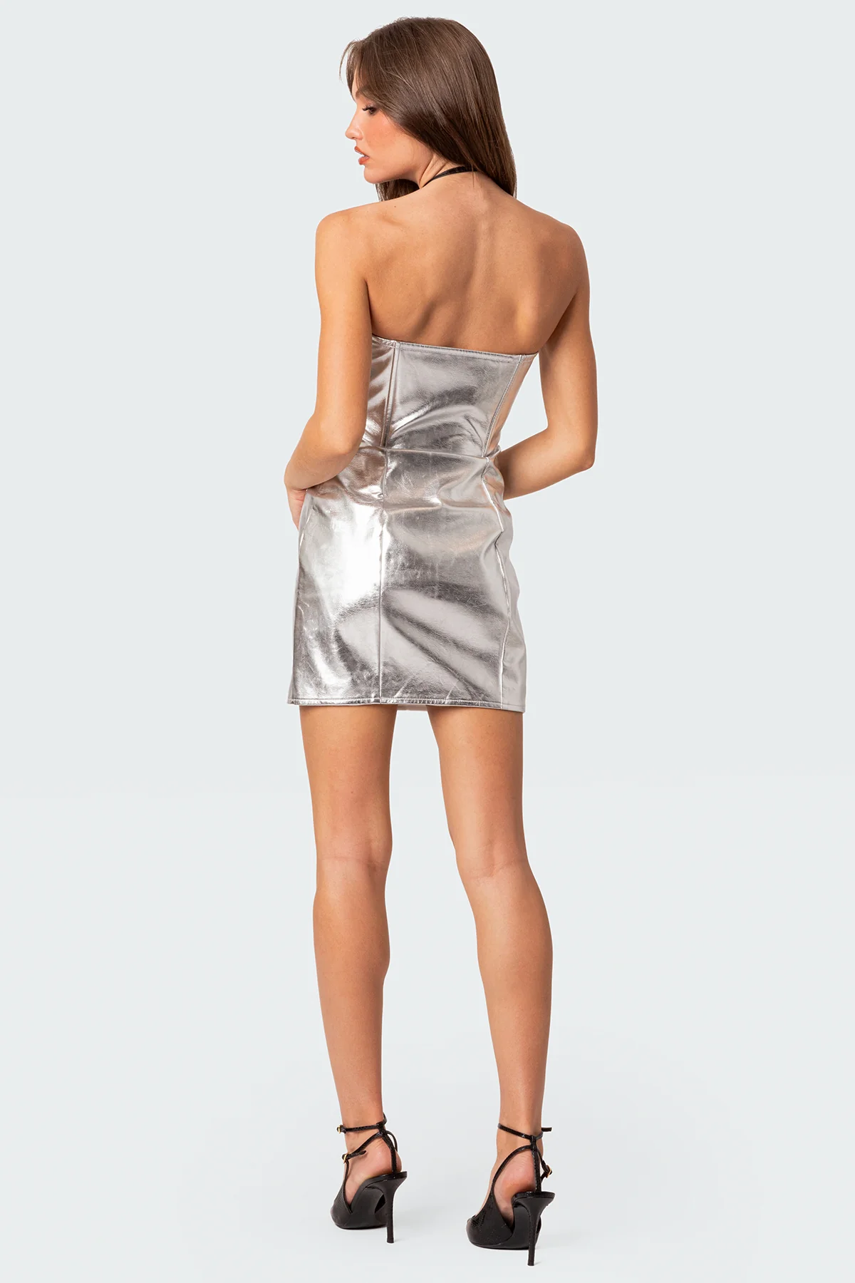 Astro Zip Up Metallic Mini Dress - Image 4