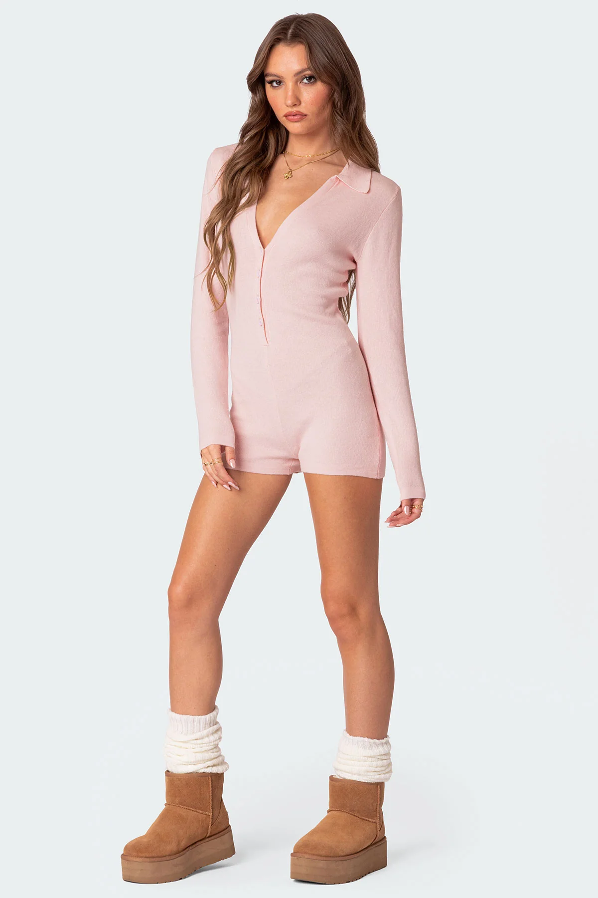 Lillian Button Front Knit Romper - Image 3