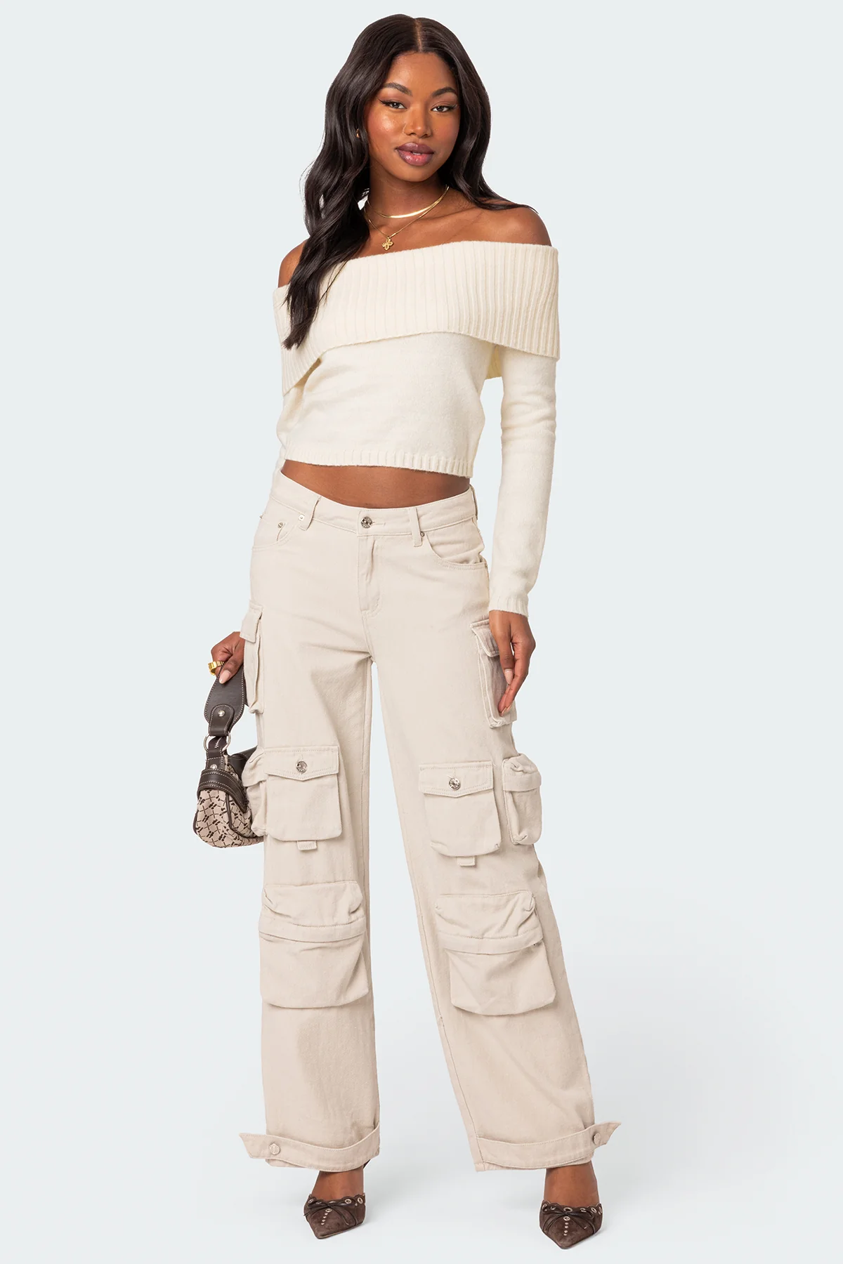 Tamara Fold Over Knit Top - Image 2