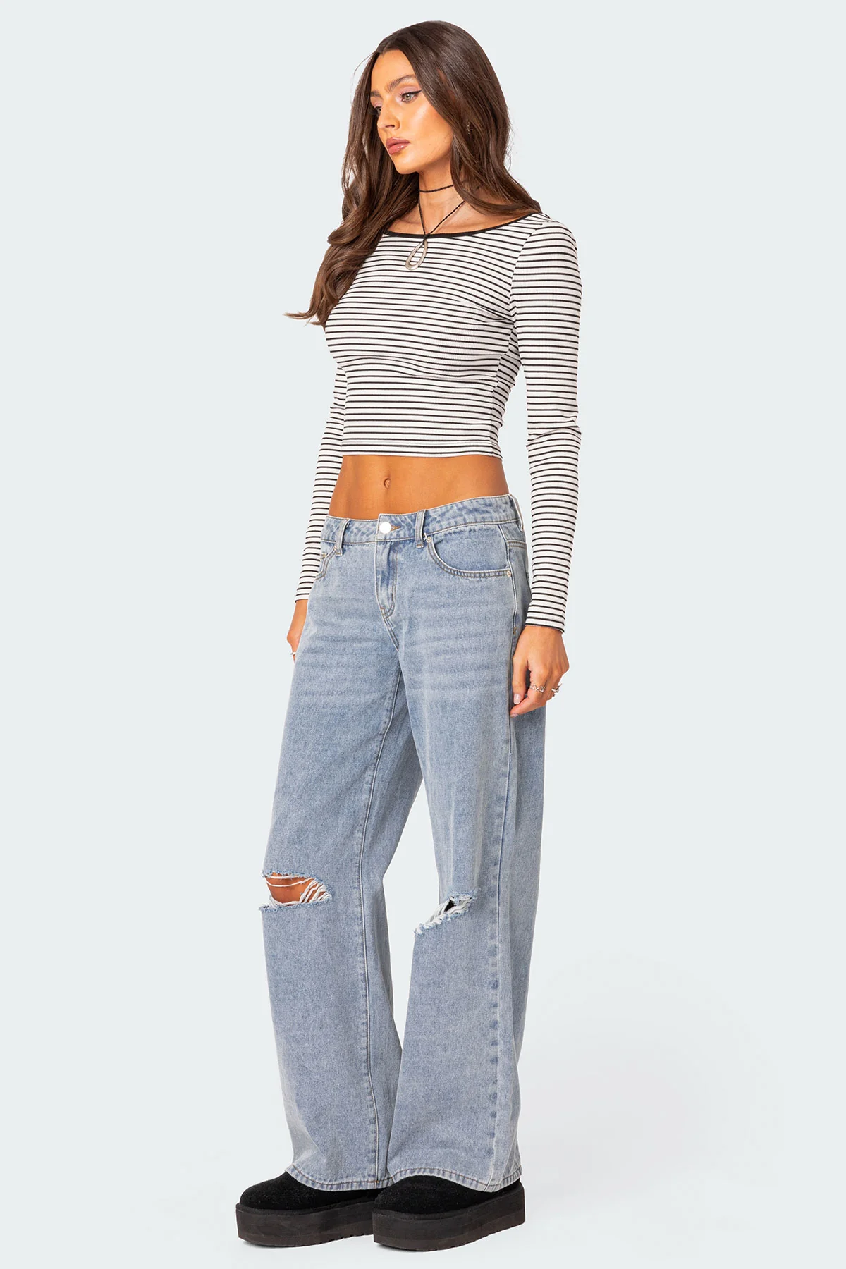 Debbie Distressed Low Rise Baggy Jeans - Image 5