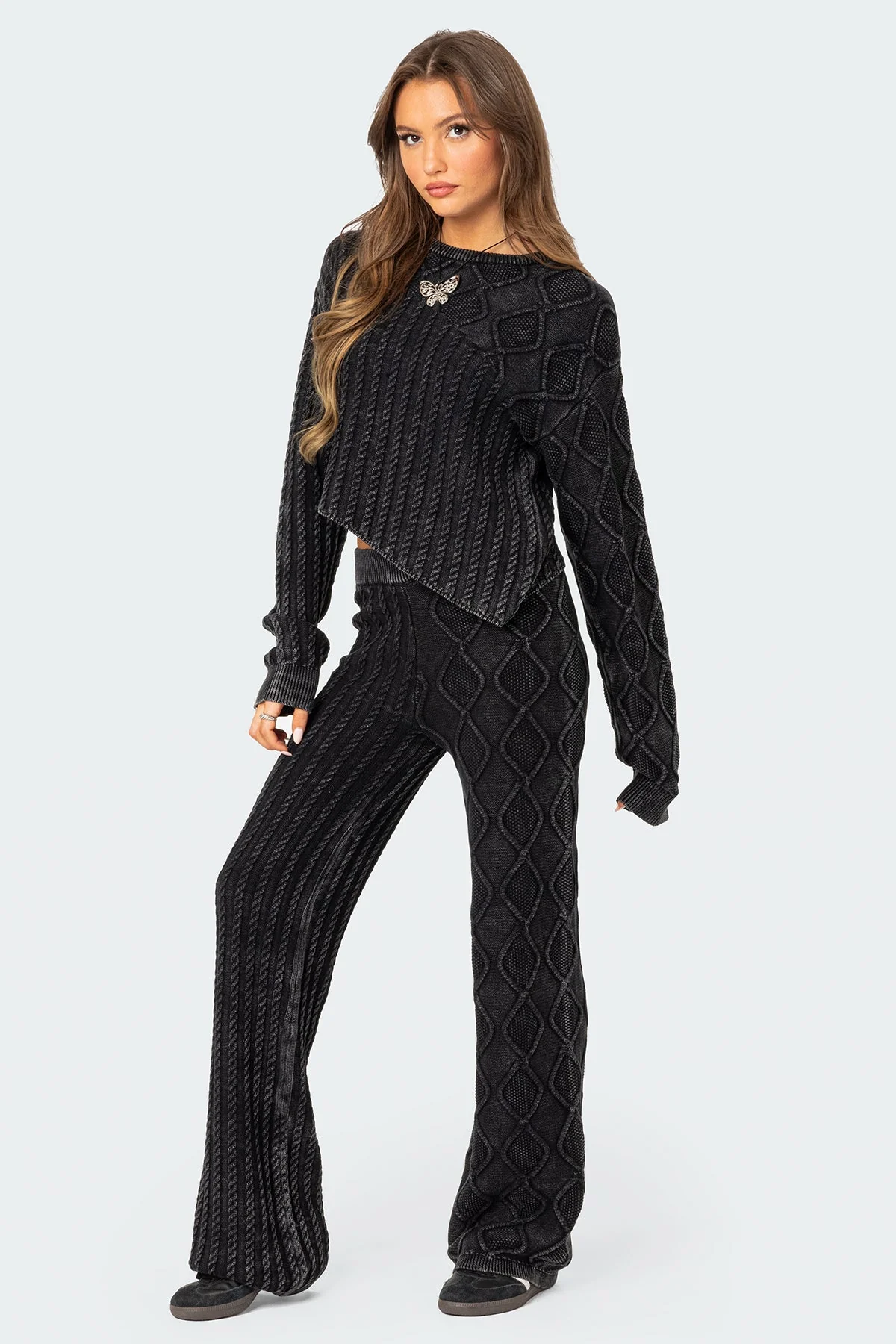 Toni Acid Wash Cable Knit Pants - Image 5