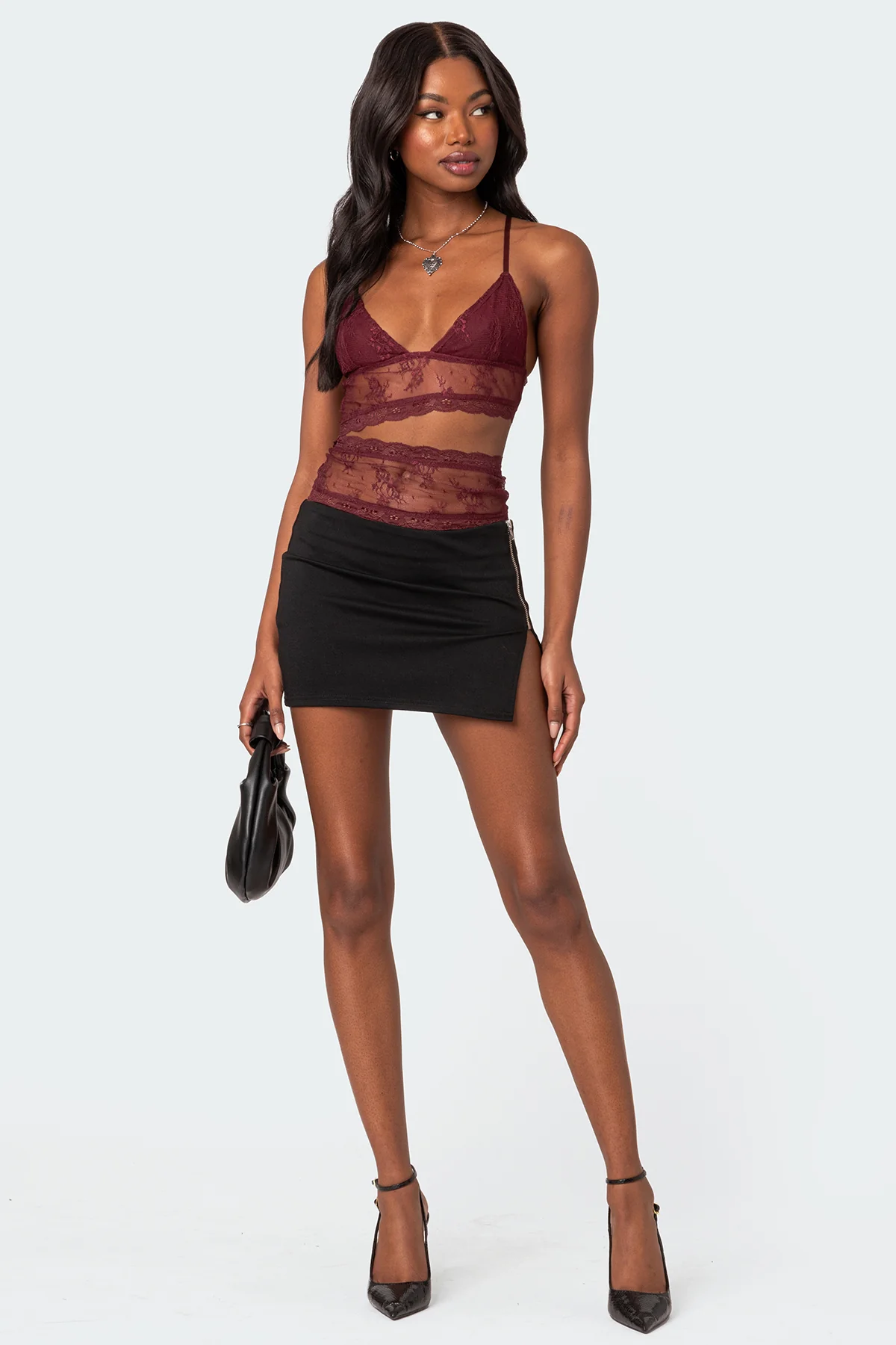 Side Zip Slitted Mini Skirt - Image 5