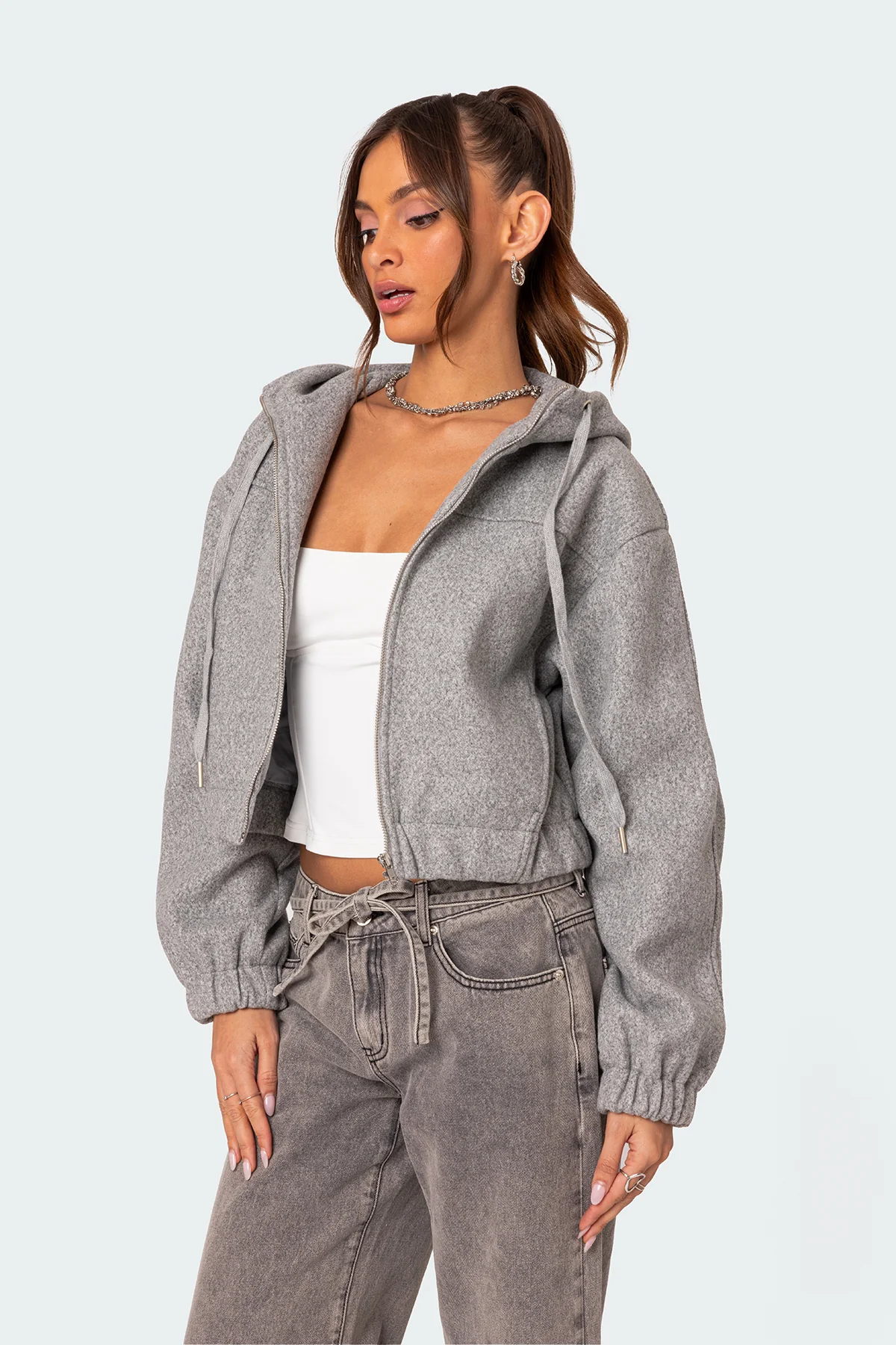 Hooded Texture Bomber Jacket - Image 3