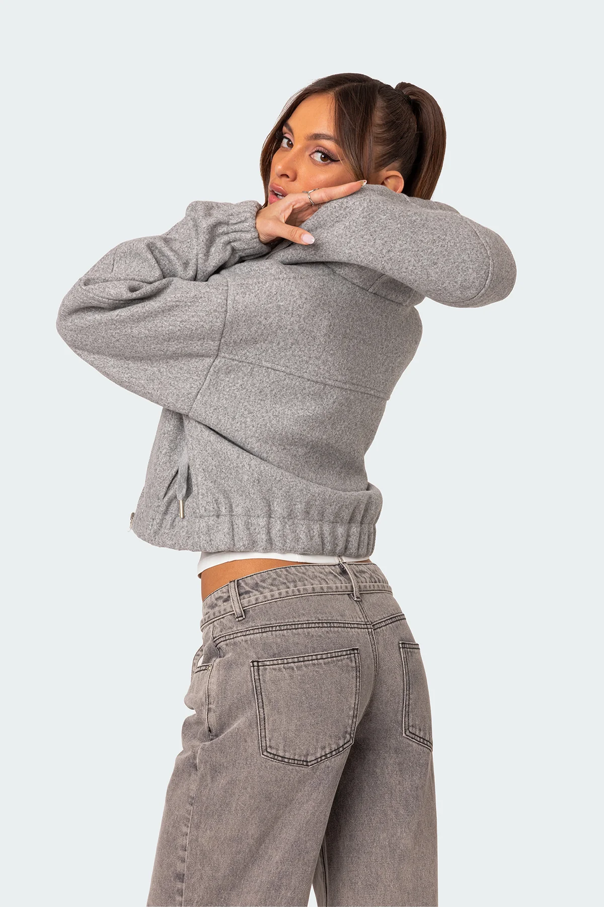 Hooded Texture Bomber Jacket - Image 4