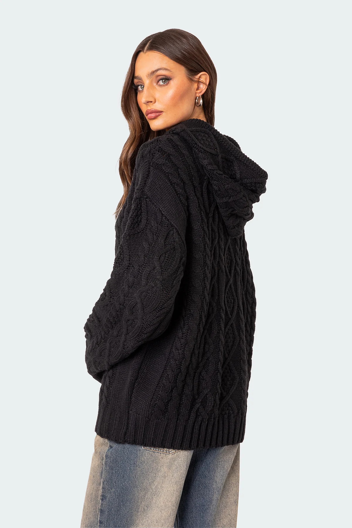 Oversized Cable Knit Hoodie - Image 4