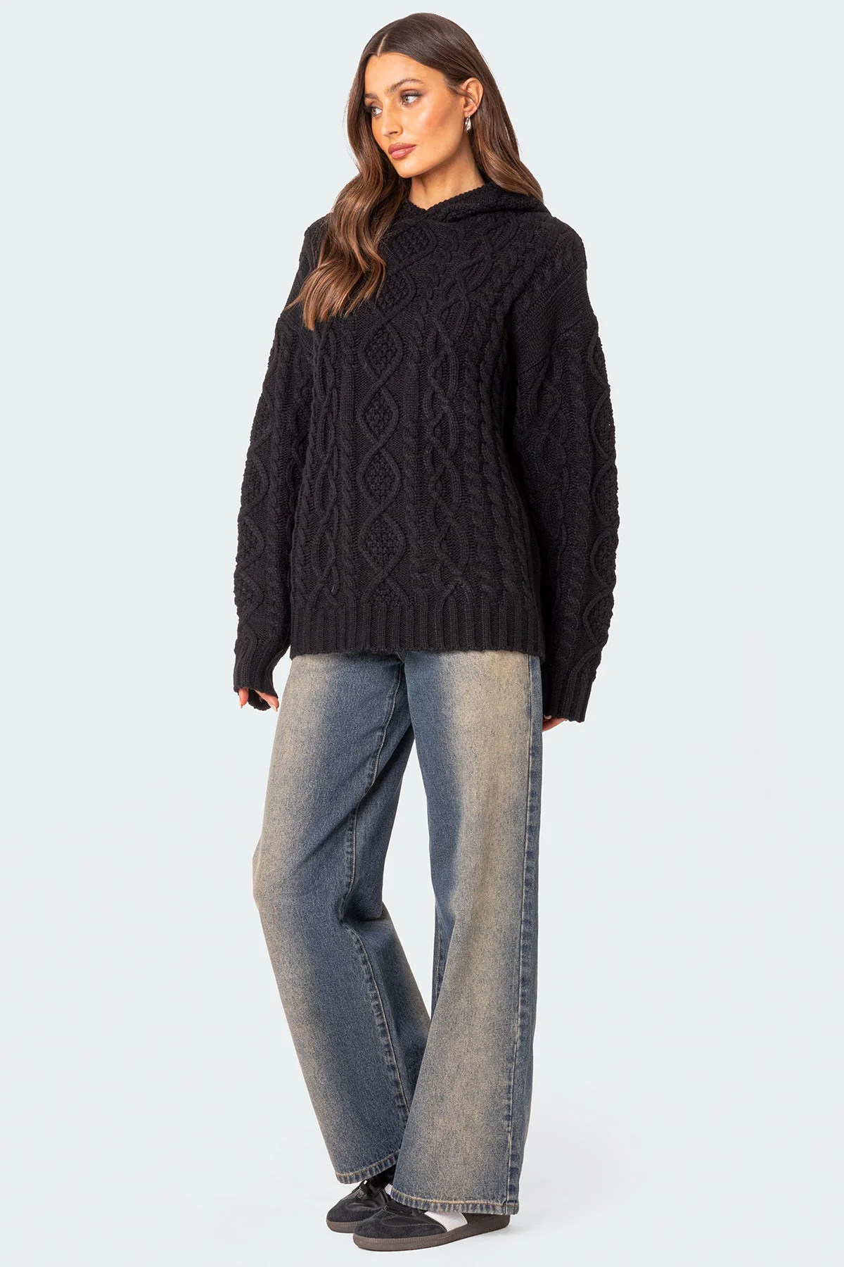 Oversized Cable Knit Hoodie - Image 5