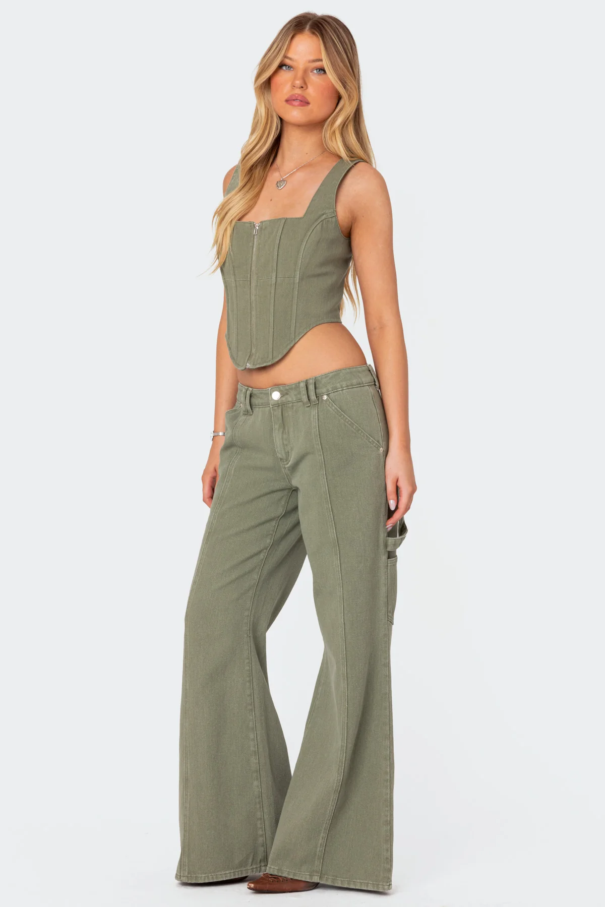 Lottie Washed Denim Zip Corset - Image 4