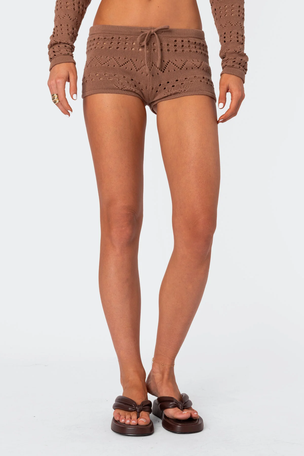 Betsy Tie Front Knitted Shorts - Image 2