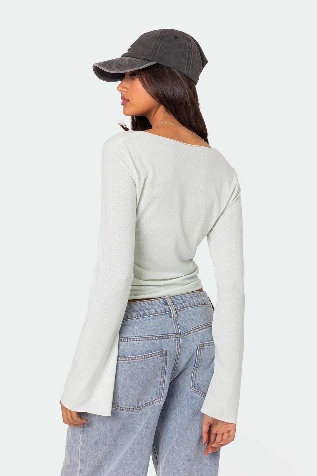 Maddison Pointelle Long Sleeve T Shirt - Image 4