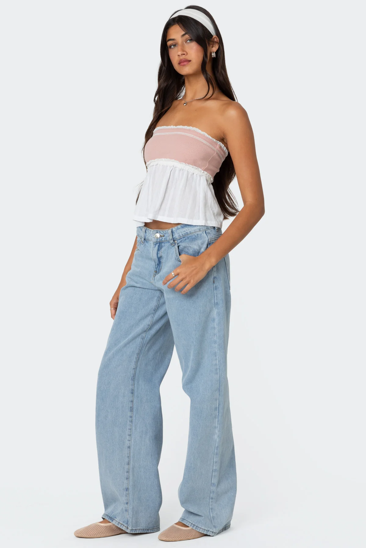 Rena Ribbed Peplum Tube Top - Image 4