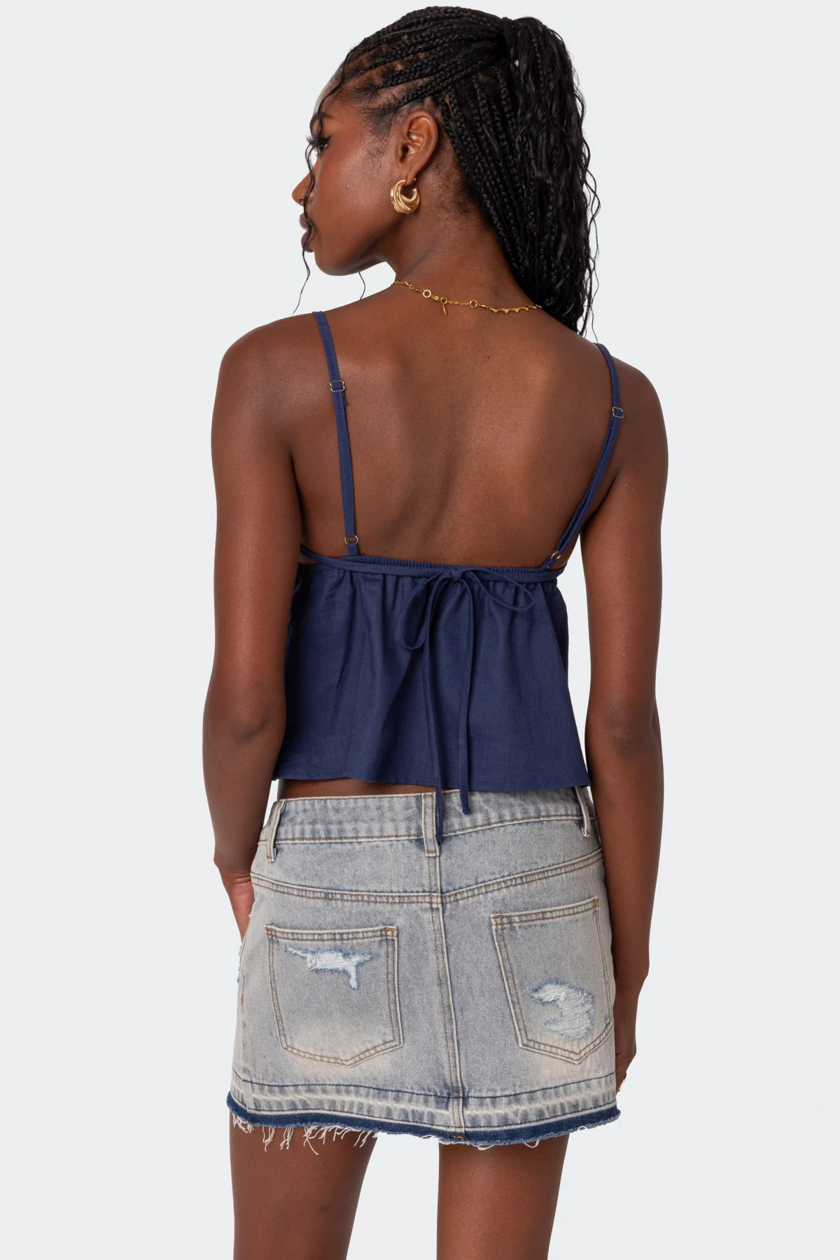 Linen Look Open Back Top - Image 4