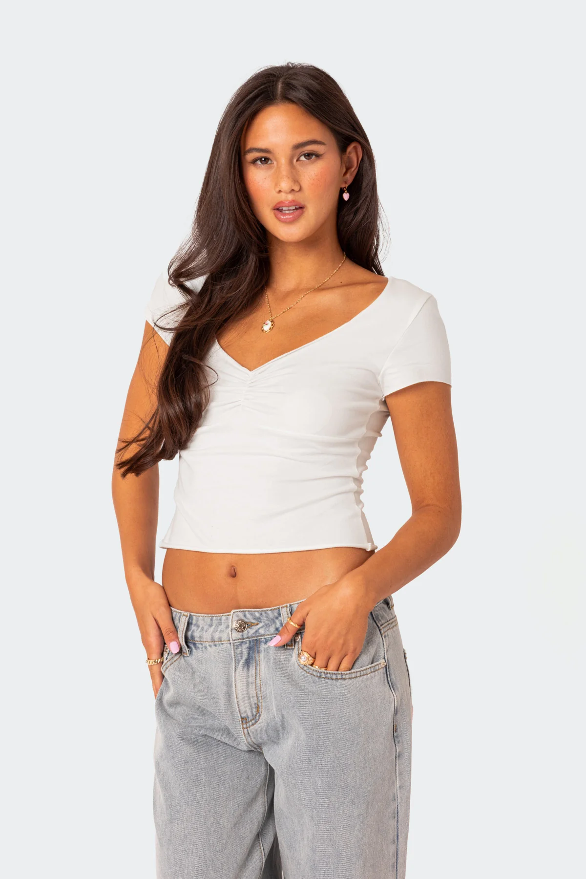 Ava V Neck Ruched Top - Image 3