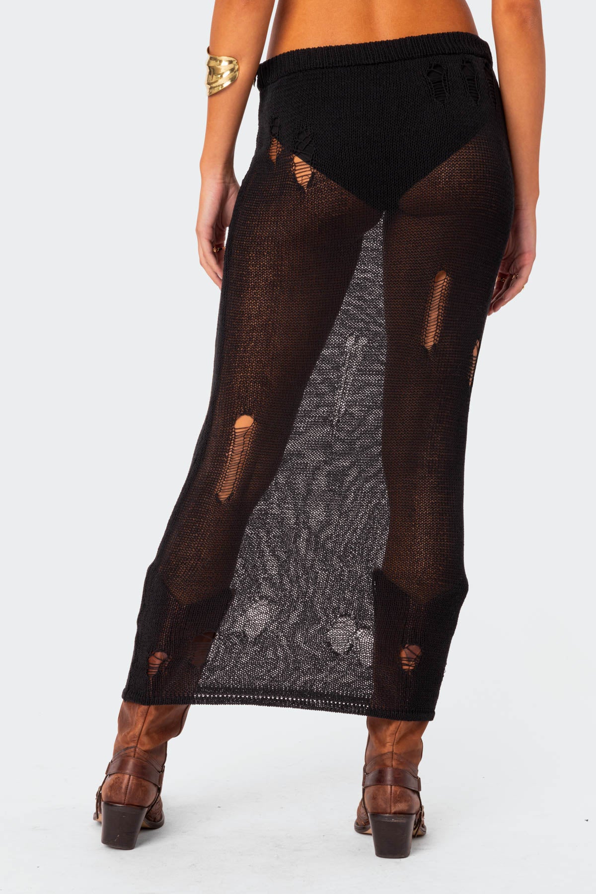 Britt Distressed Knit Maxi Skirt - Image 5