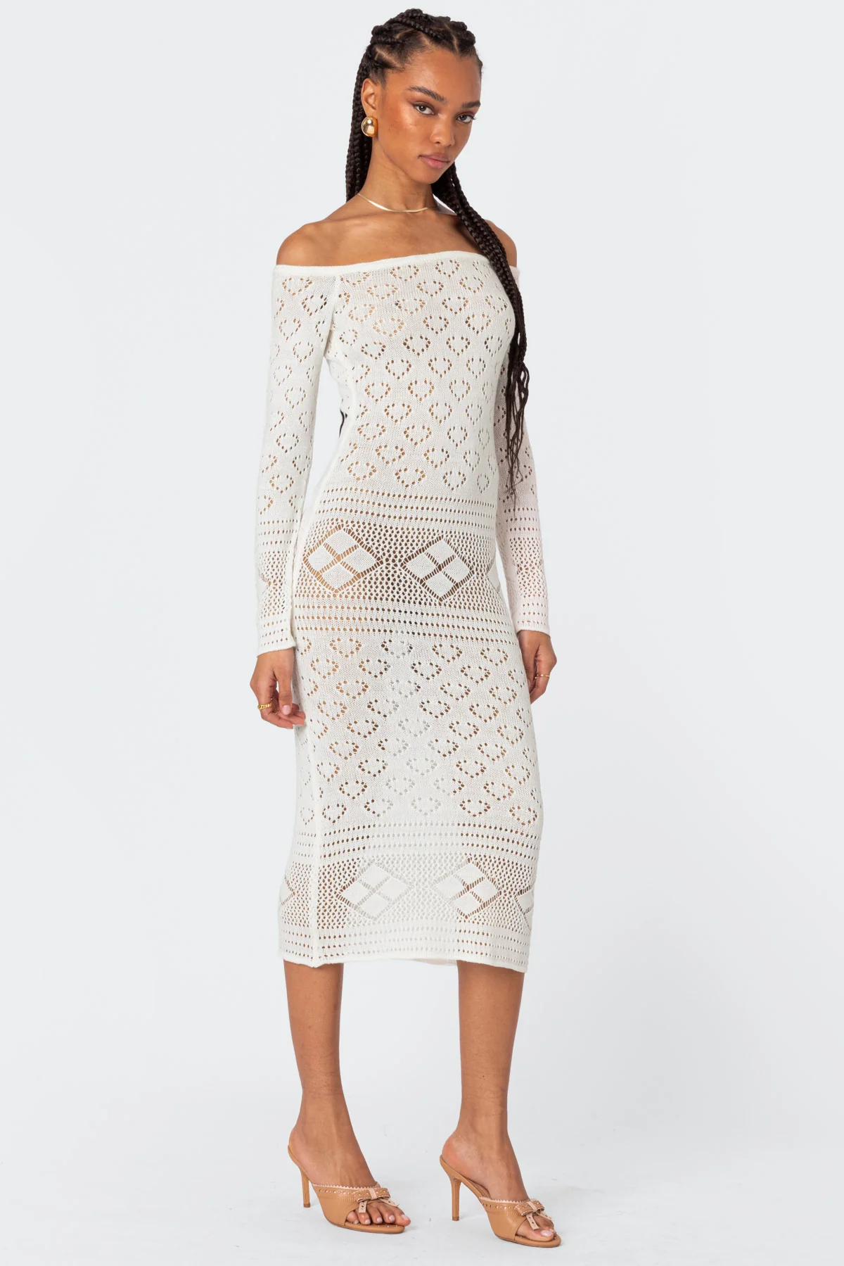 Lily Crochet Off Shoulder Midi Dress - Image 2