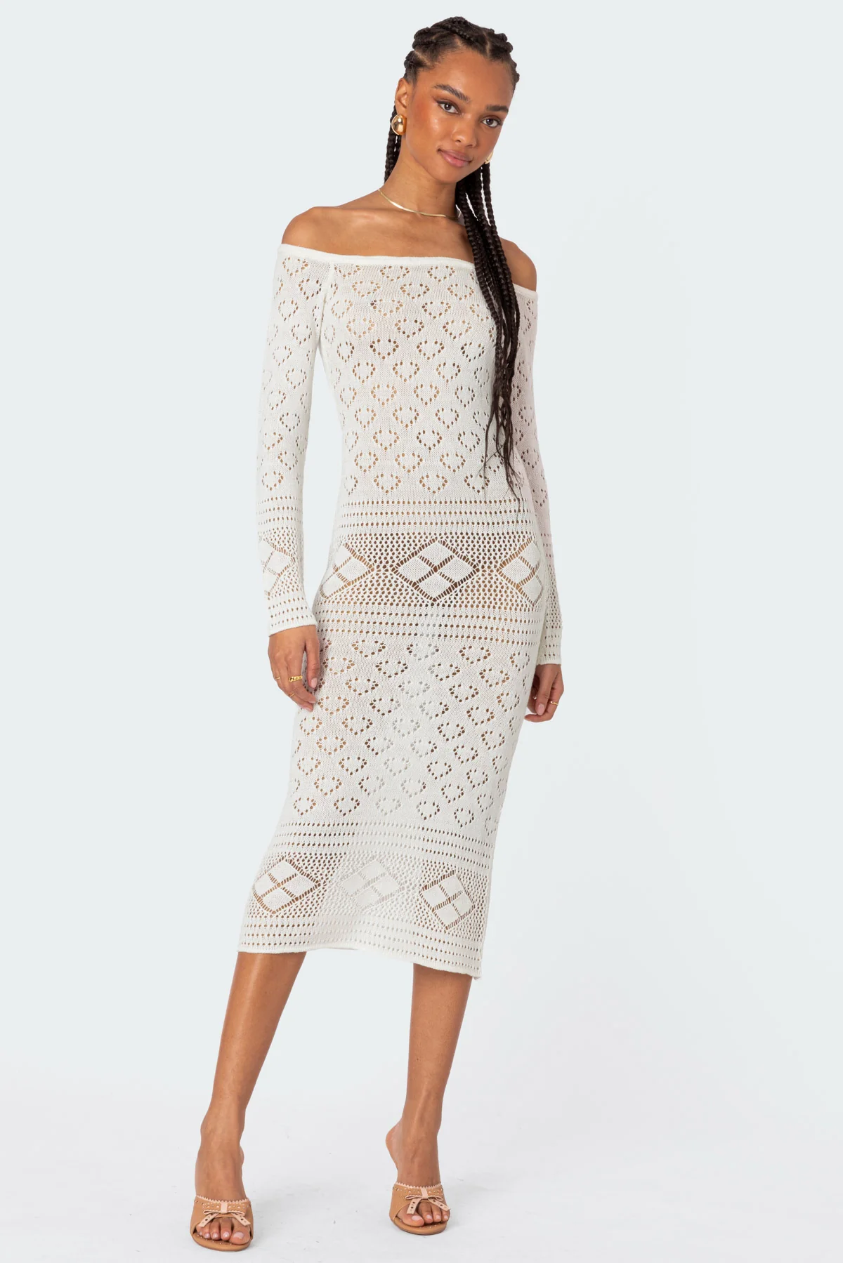 Lily Crochet Off Shoulder Midi Dress - Image 5
