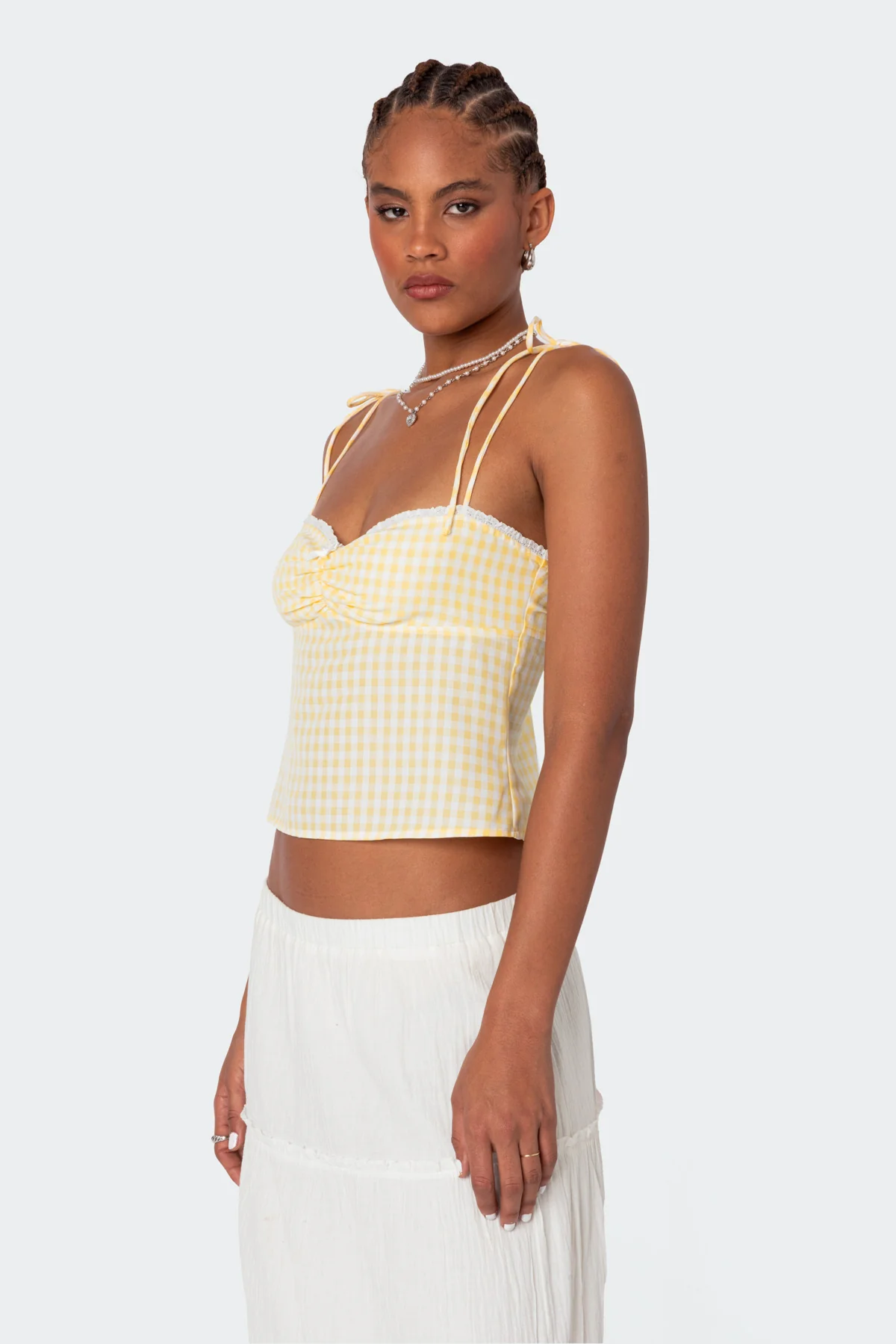 Billie Open Tie Back Gingham Top - Image 3