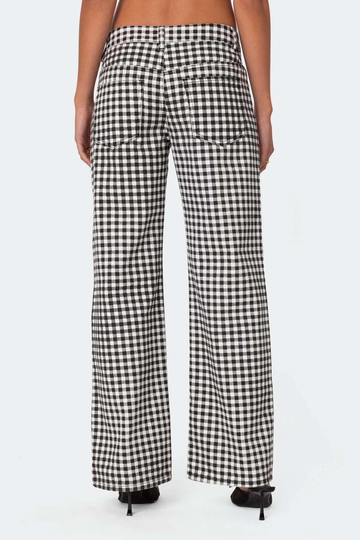 Gingham Printed Low Rise Jeans - Image 5