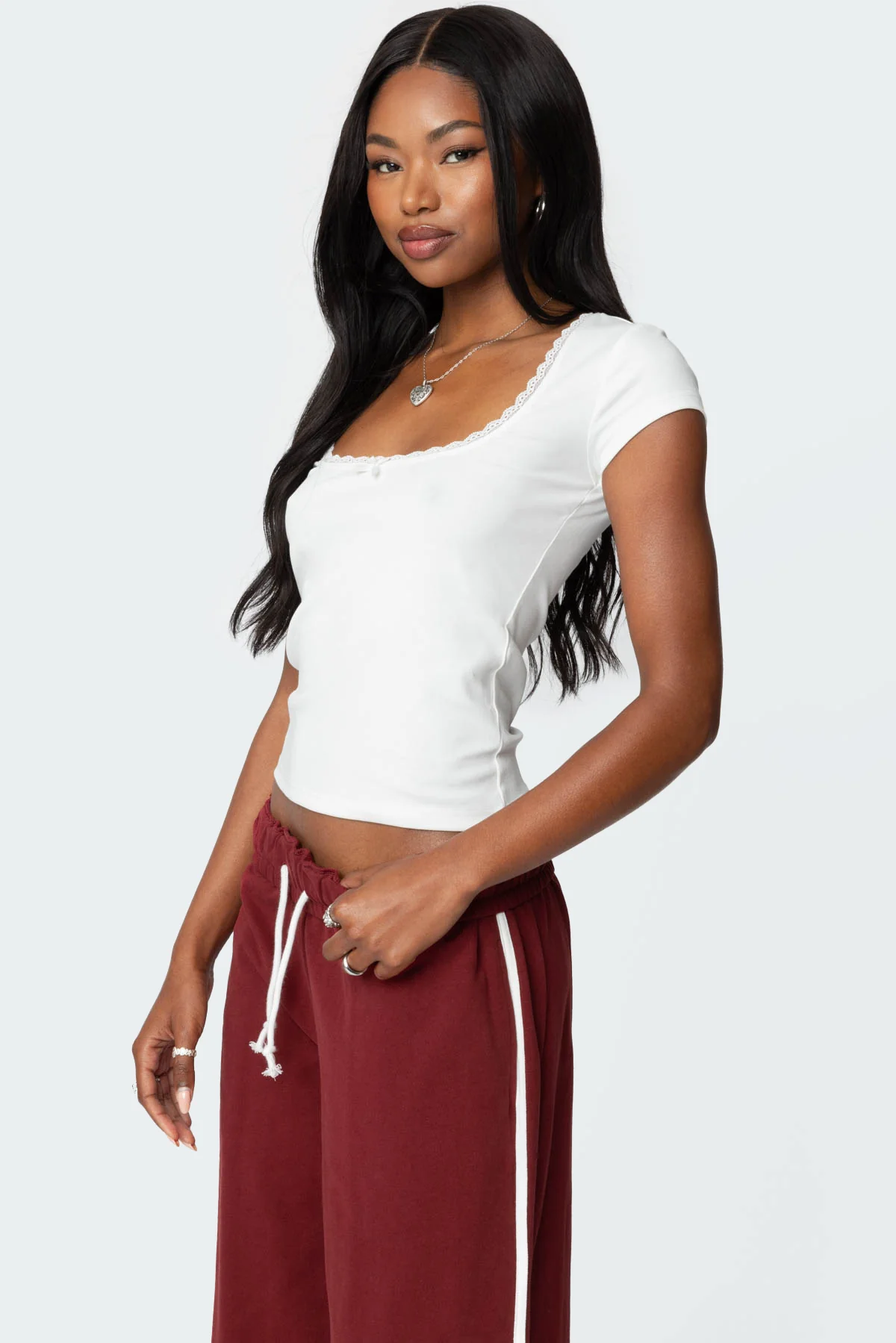 Priscilla Lace Trim T Shirt - Image 3