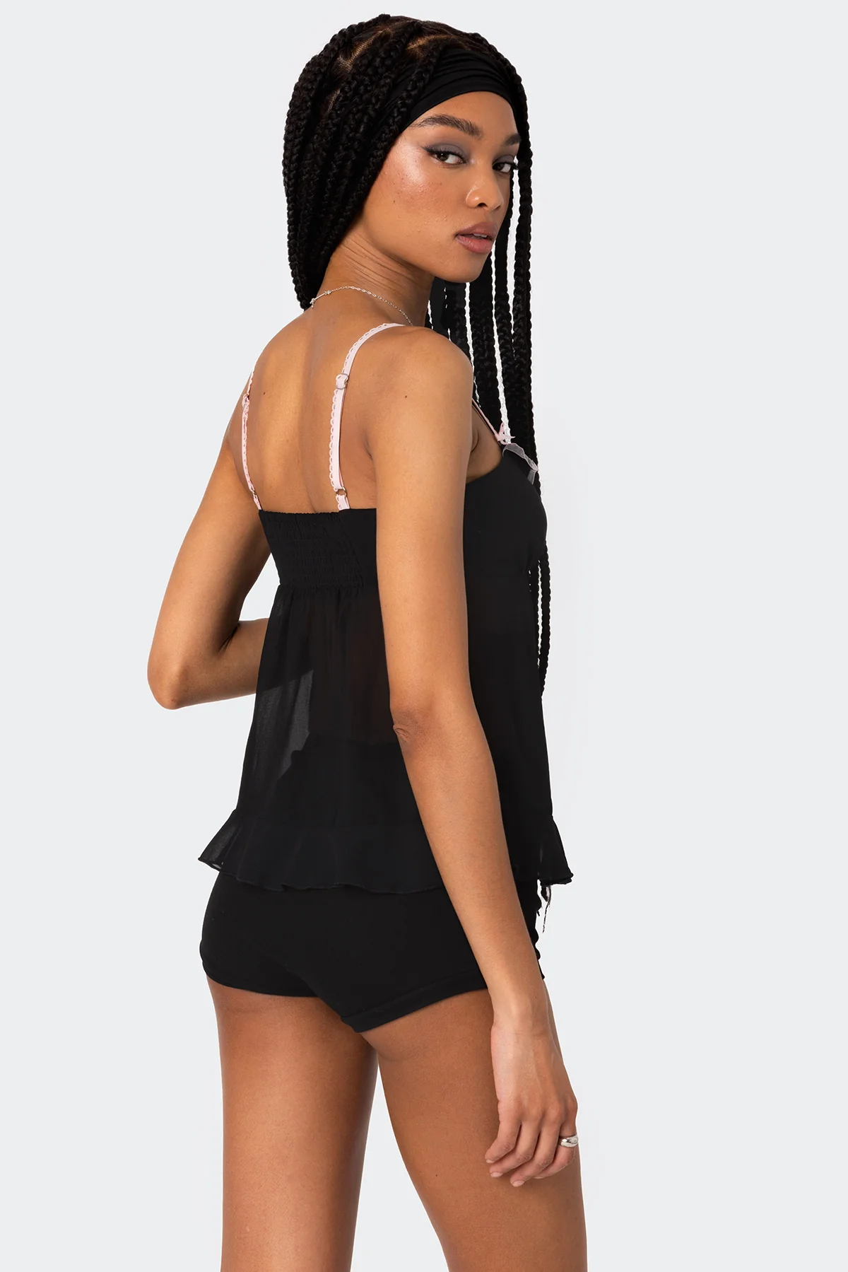 Sheer Split Front Babydoll Top - Image 5
