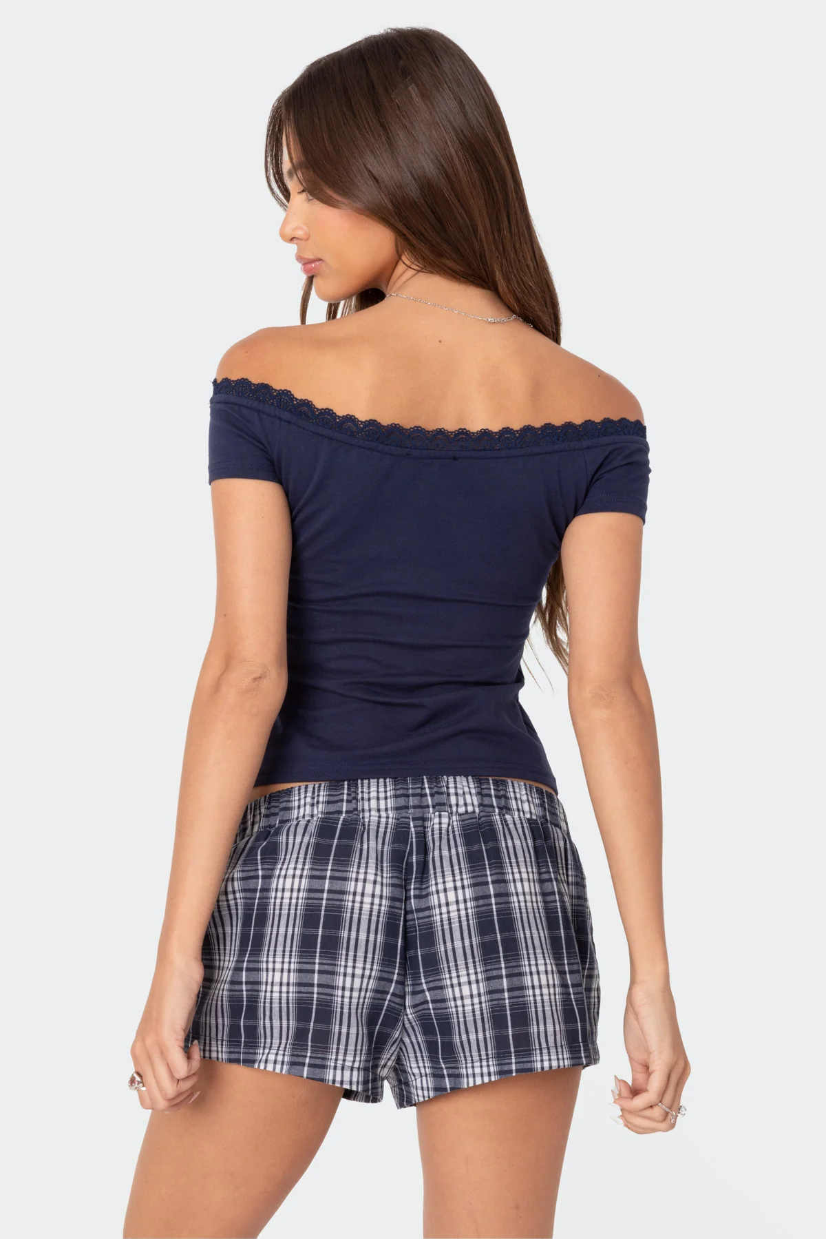 Xoe Off Shoulder Lace Trim Top - Image 4