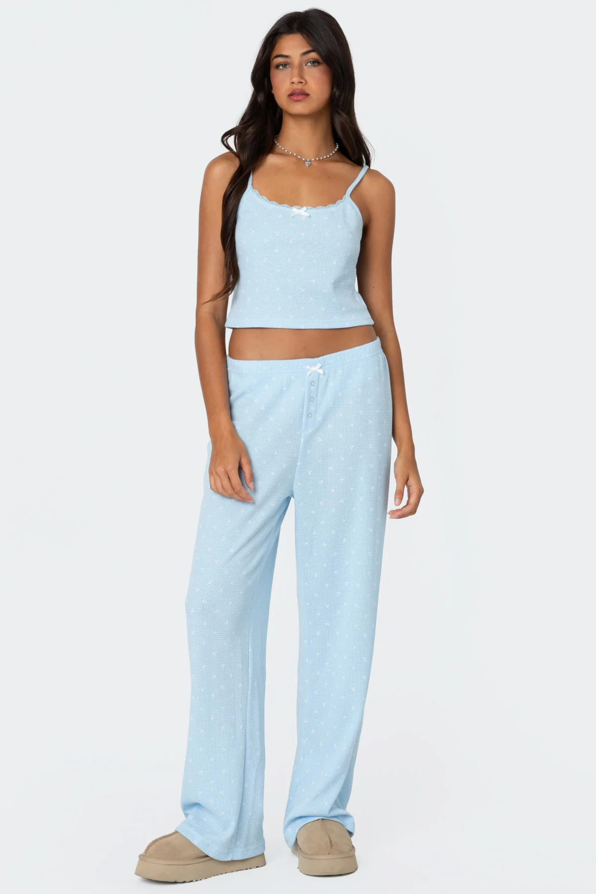 Petal Printed Waffle Pants - Image 5
