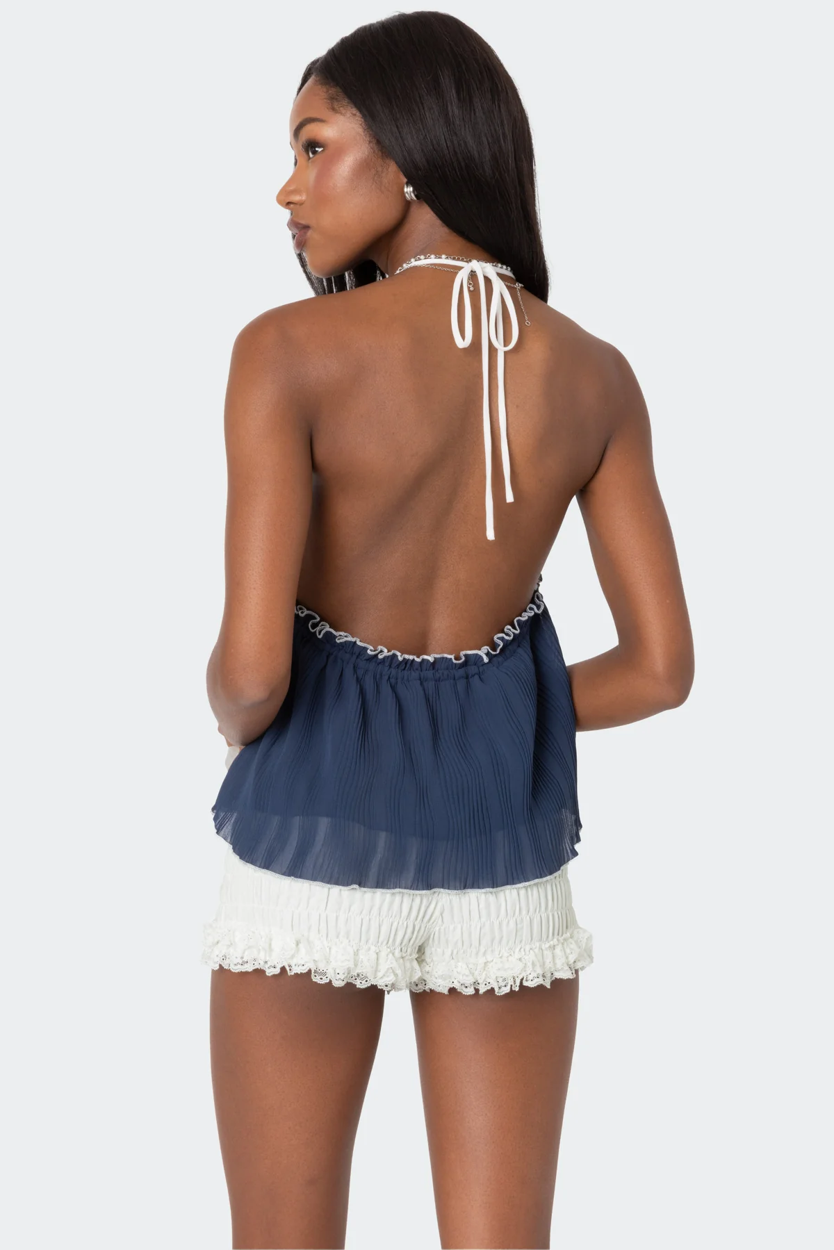 Crinkled Split Front Halter Top - Image 5