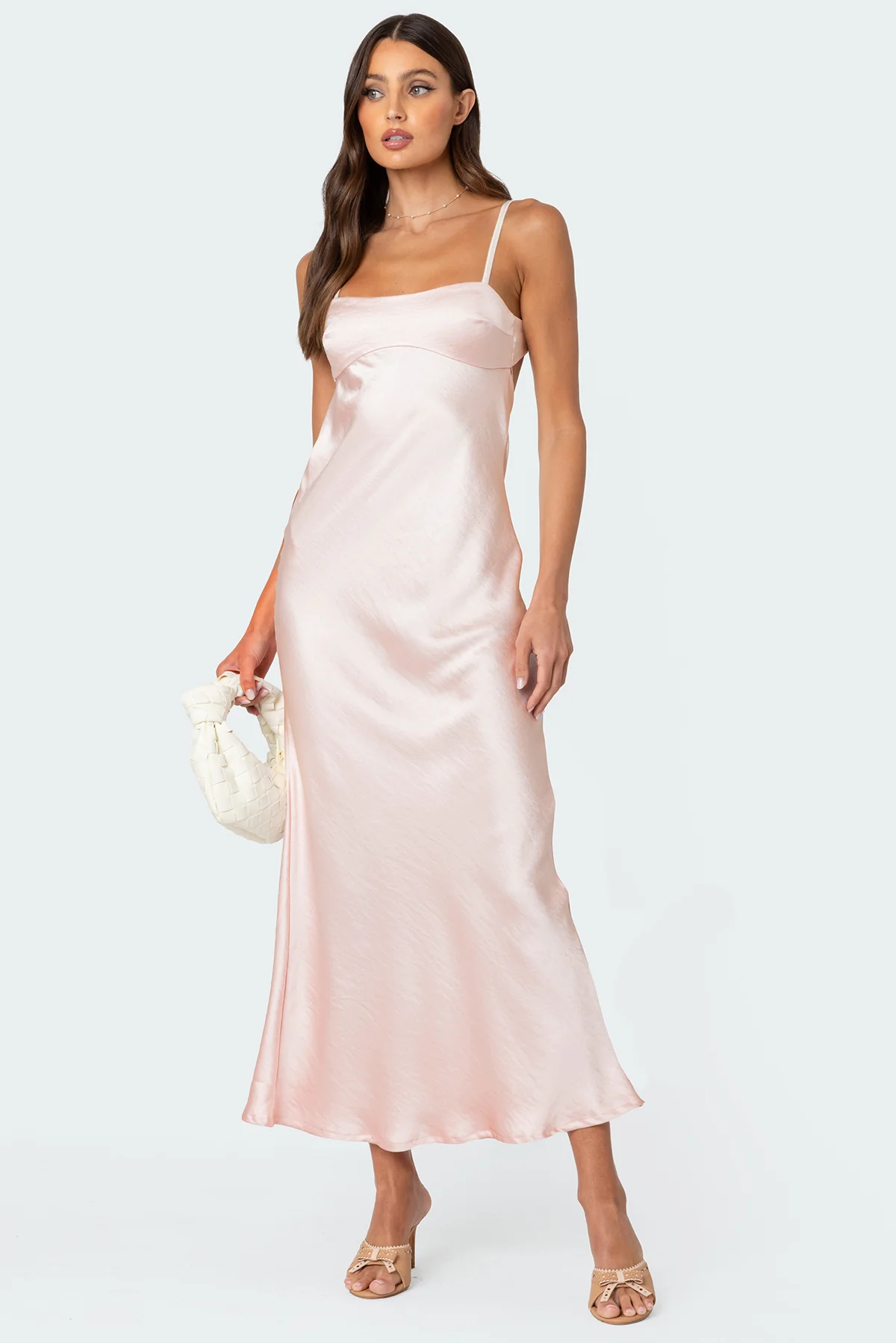 Vienna Open Back Satin Effect Maxi Dress - Image 2