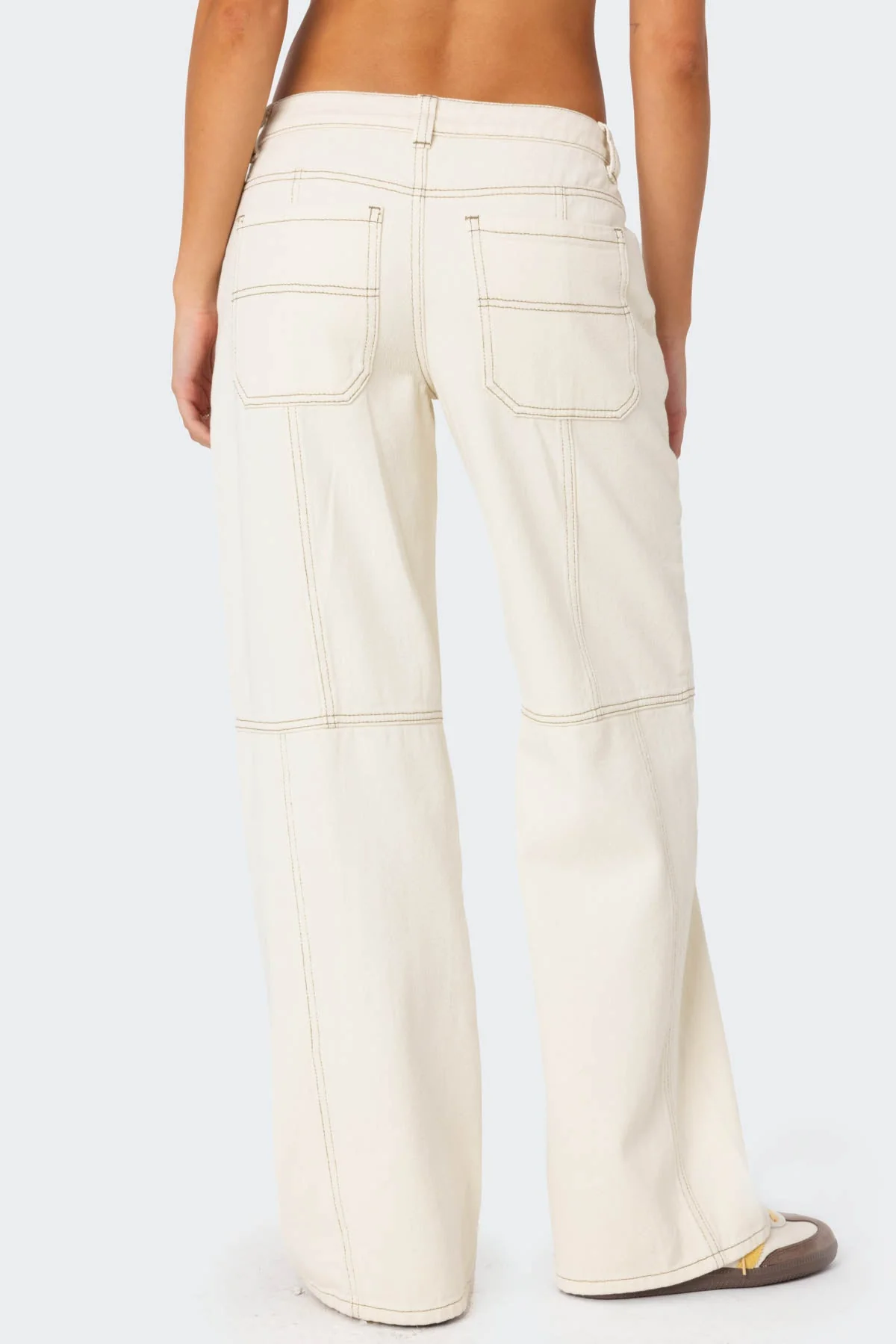 Contrast Stitch Low Rise Baggy Jeans - Image 5