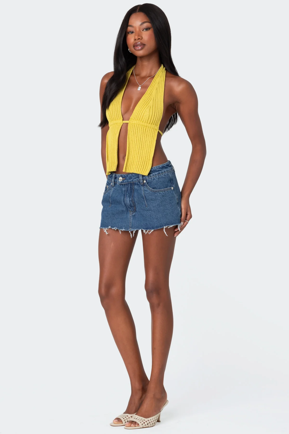 Caraway Ribbed Knit Split Front Top - Image 2