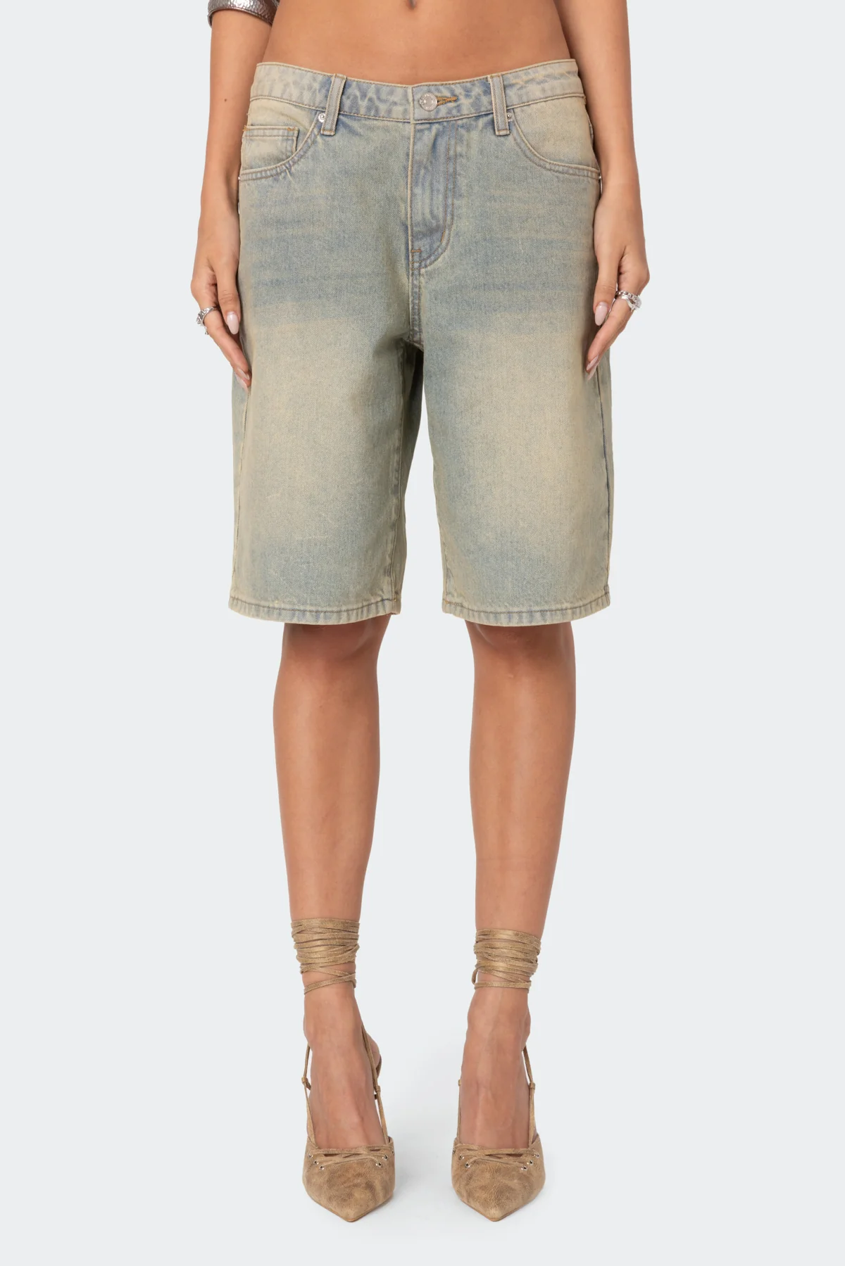 Shira Washed Denim Bermuda Shorts - Image 2