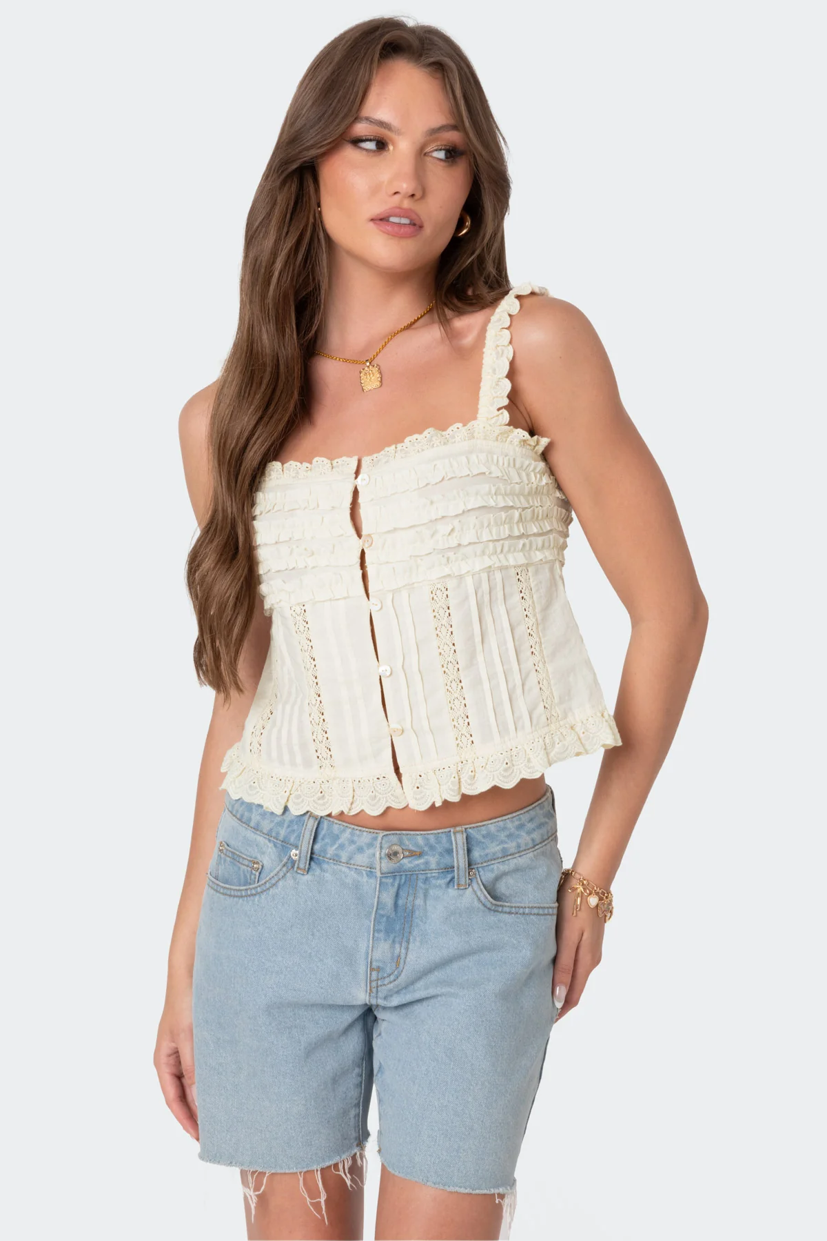 Hera Button Front Ruffled Top - Image 3