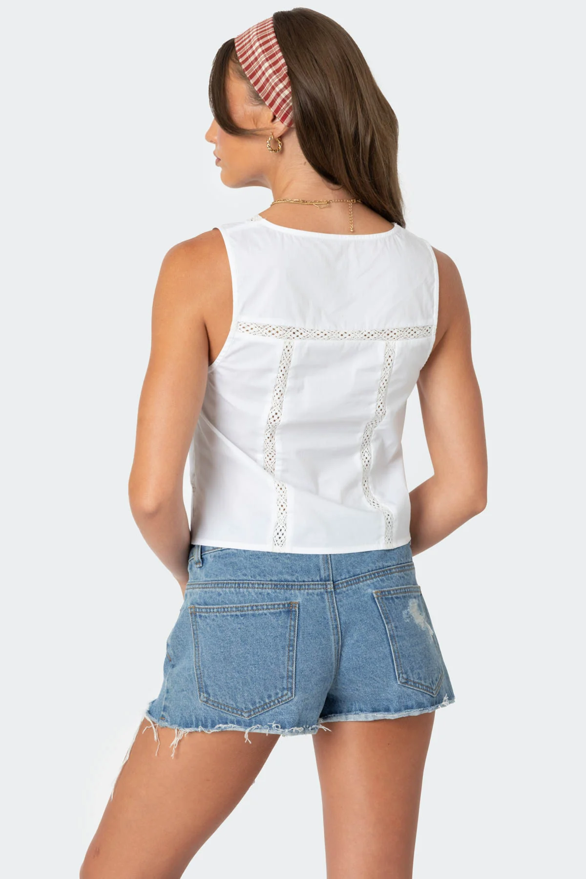 Embroidered Lacey Split Front Top - Image 5