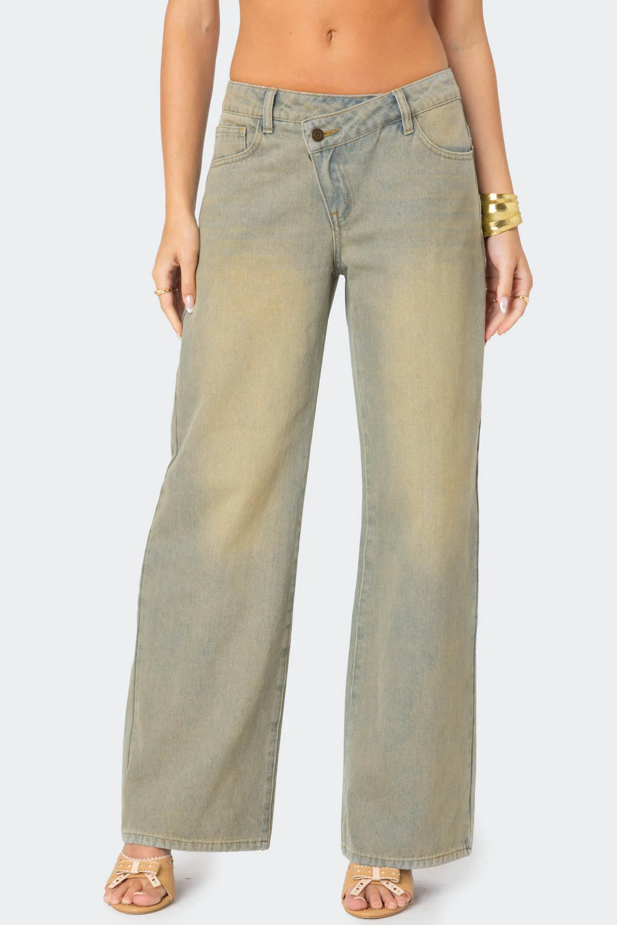 Asymmetric Low Rise Wrap Jeans - Image 2
