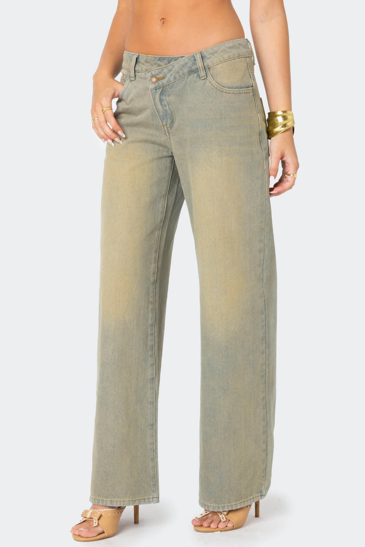 Asymmetric Low Rise Wrap Jeans - Image 4