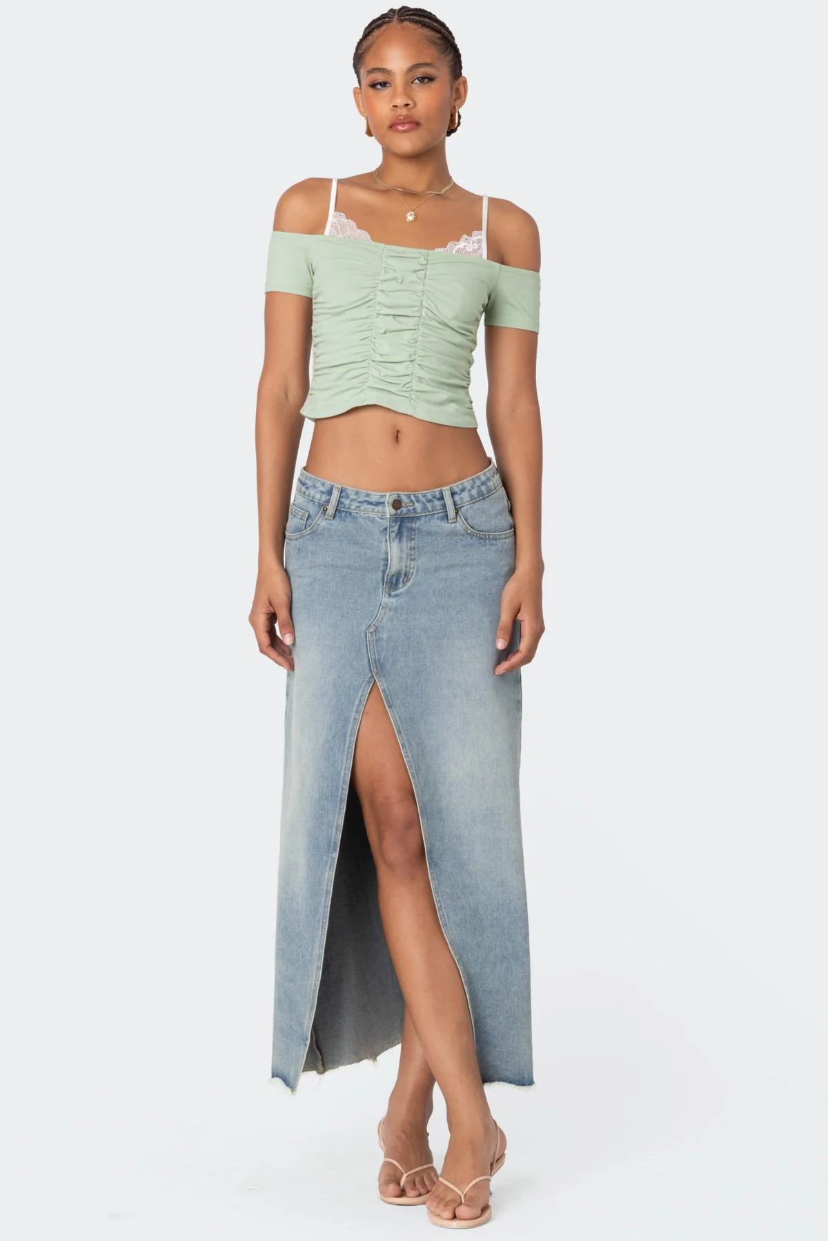 Peeking Lace Ruched Top - Image 4