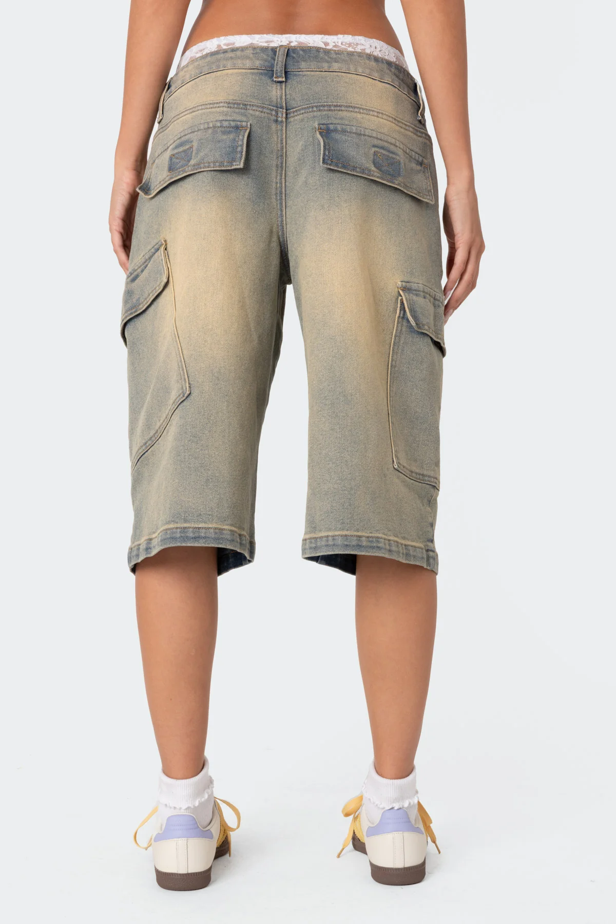 Lace Boxer Denim Bermuda Shorts - Image 5