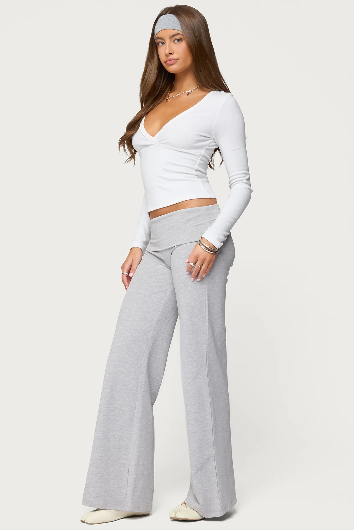 Wide Leg Foldover Pants - Image 2