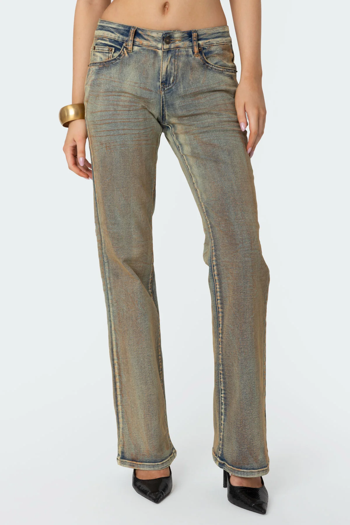Bina Mud Washed Low Rise Flared Jeans - Image 2
