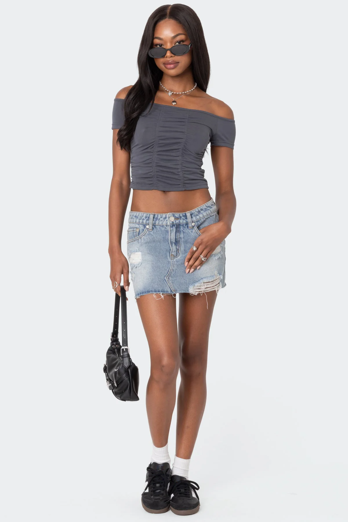 Triple Ruched Off Shoulder Top - Image 2