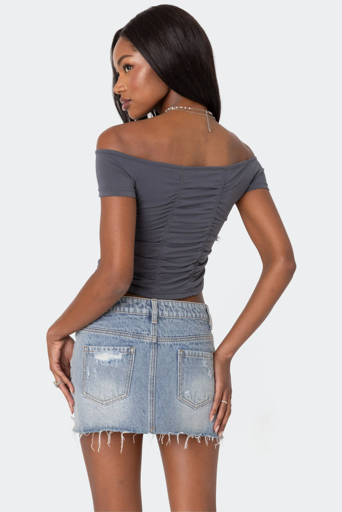 Triple Ruched Off Shoulder Top - Image 4