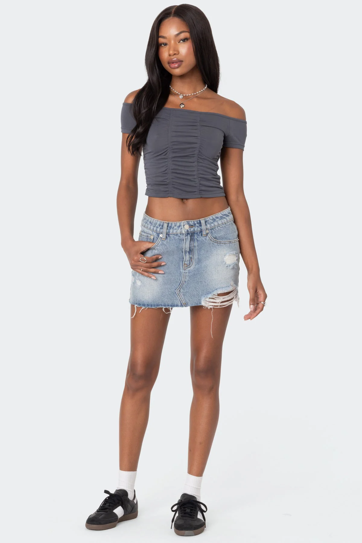 Triple Ruched Off Shoulder Top - Image 5