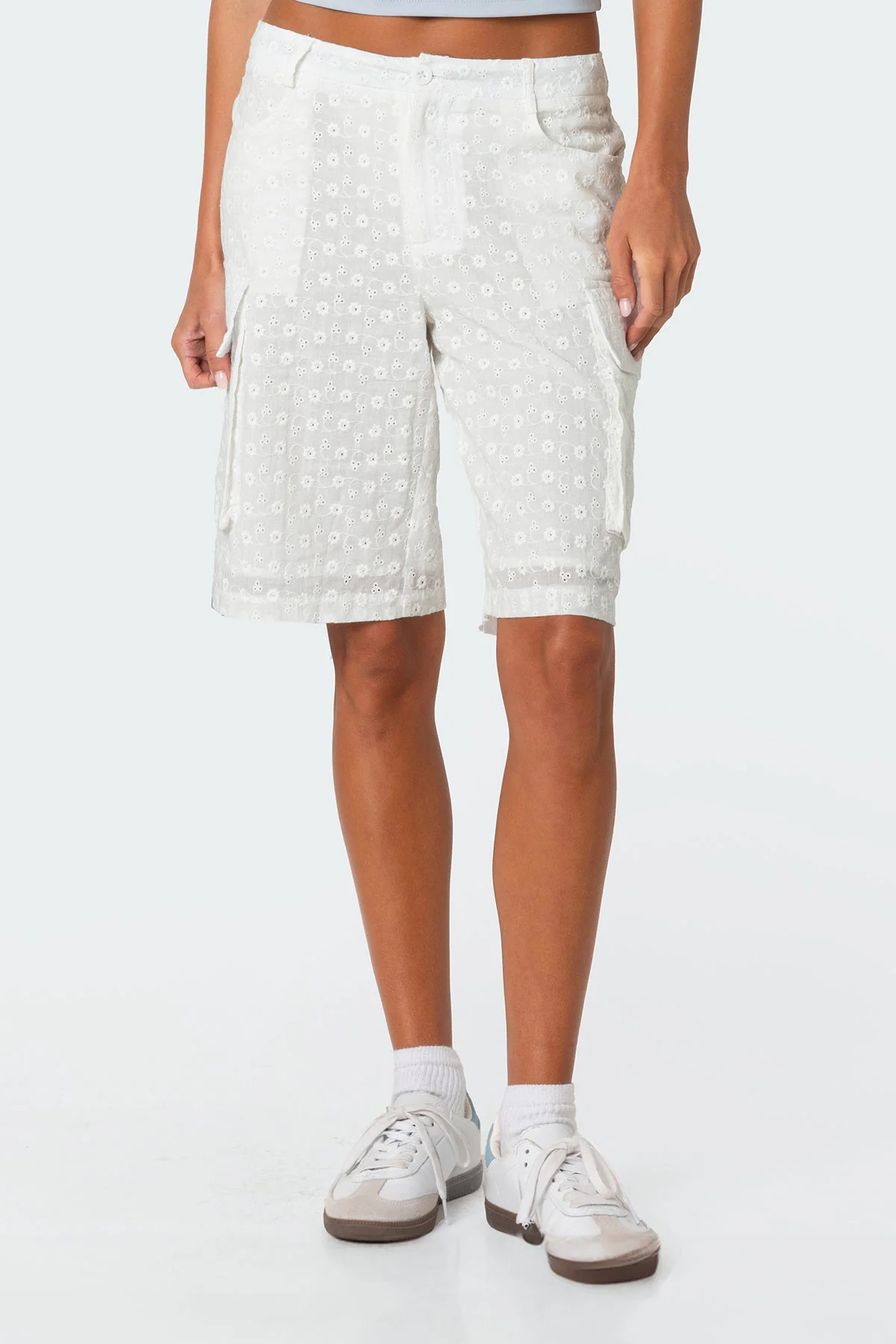 Eyelet Cargo Bermuda Shorts - Image 2