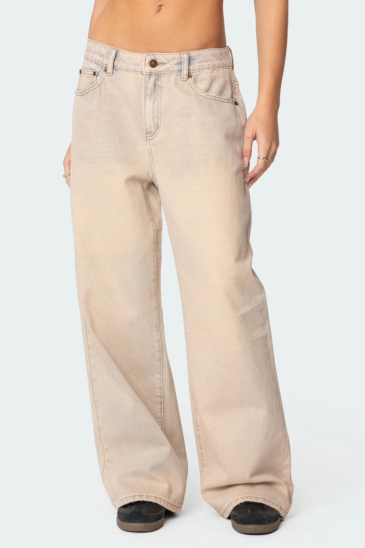 Dusty Washed Low Rise Baggy Jeans - Image 2